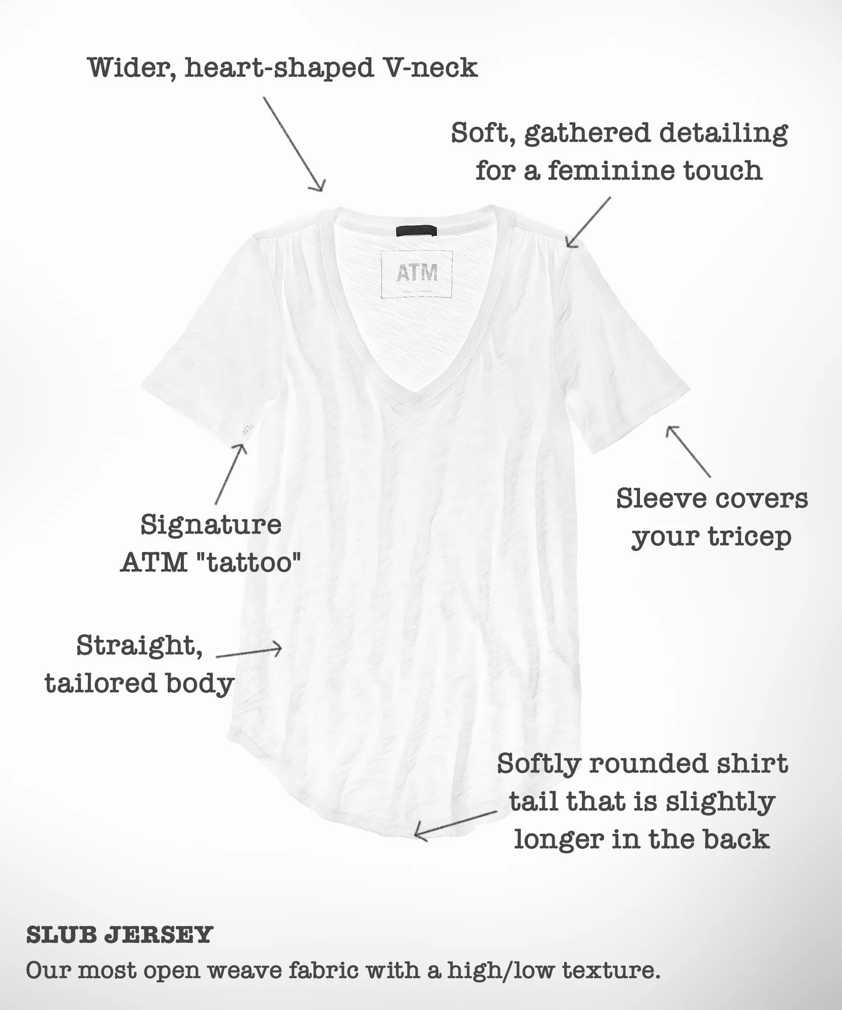 Slub Jersey Classic V-Neck Tee - Black sold by ATM product image thumbnail 4