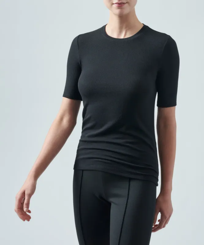 Modal Rib Short Sleeve Crew Neck Tee - Black sold by ATM Anthony Thomas Melillo
