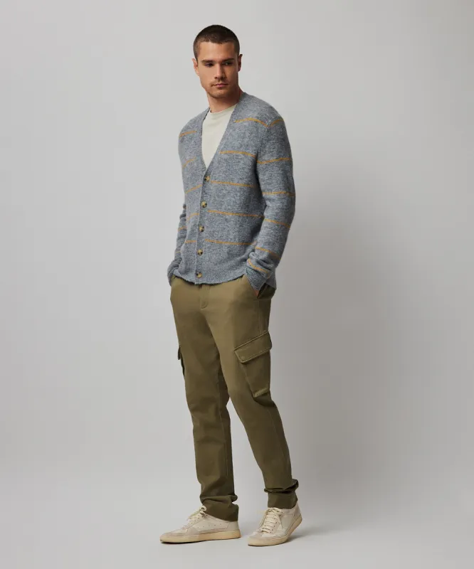 Alpaca Blend Striped Cardigan - Heather Grey Combo sold by ATM Anthony Thomas Melillo