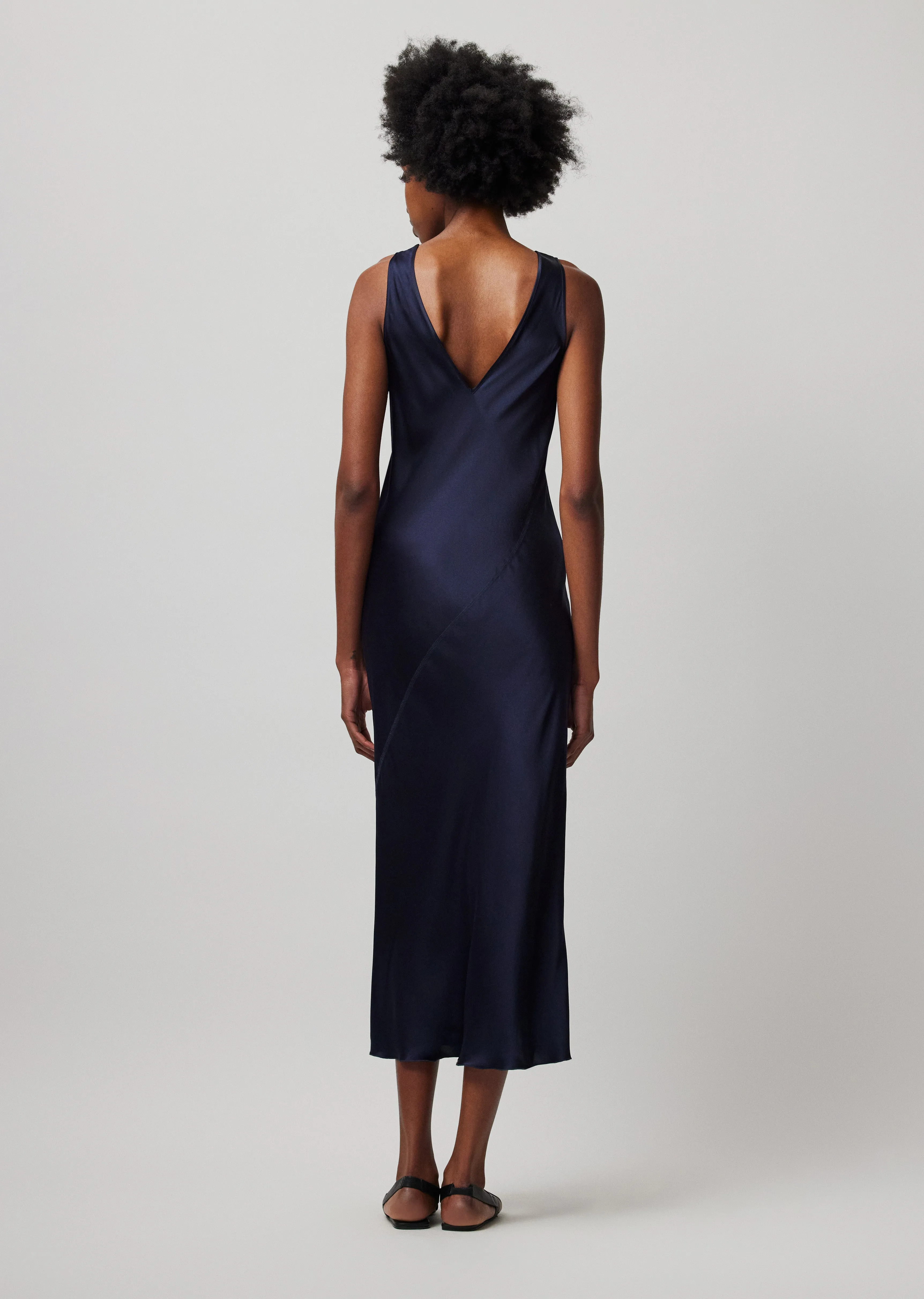 Silk Charmeuse Slit Detail Bias Midi Dress - Ink sold by ATM Anthony Thomas Melillo product image thumbnail 4