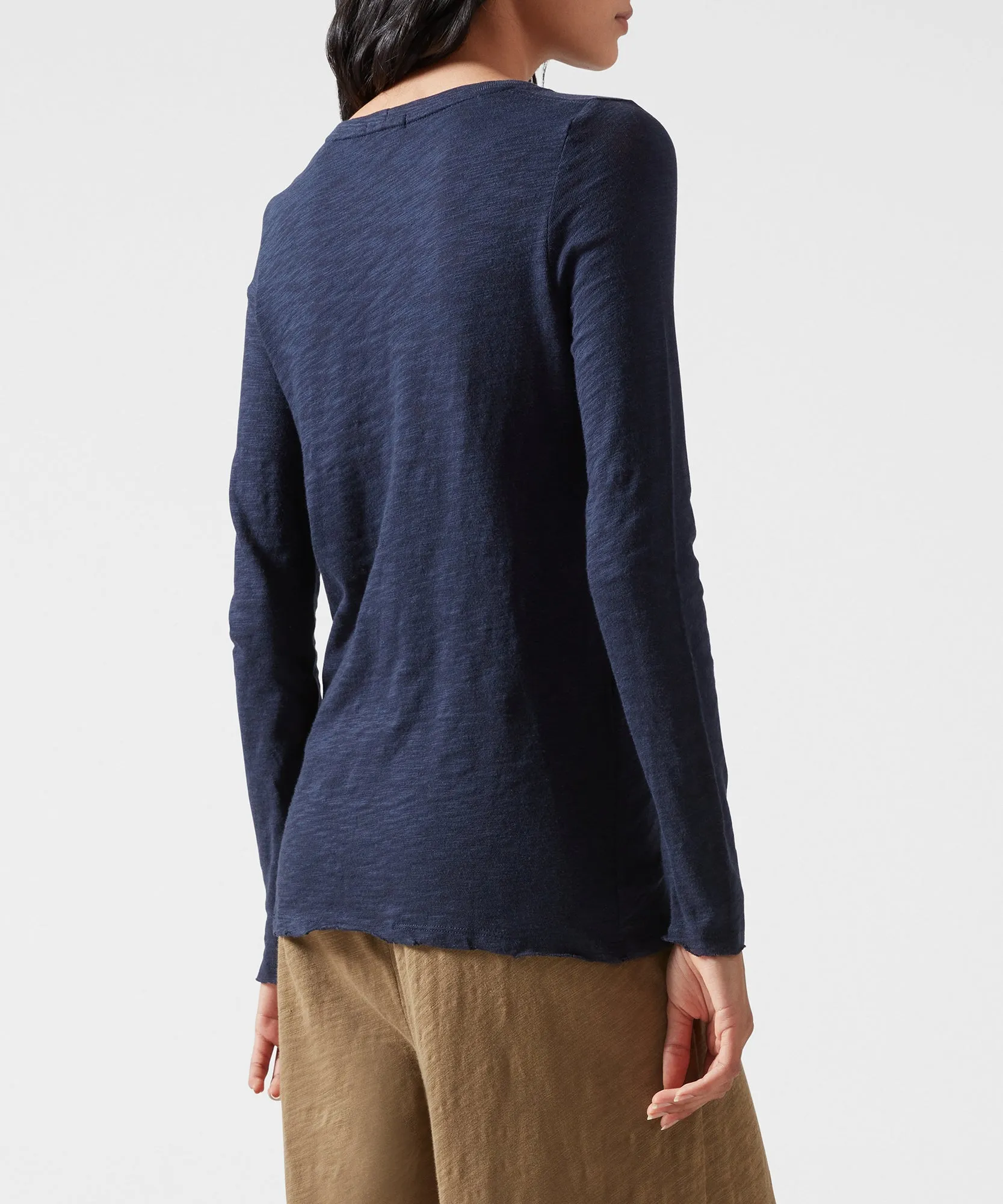 Slub Jersey Long Sleeve Destroyed Wash Tee - Midnight sold by ATM Anthony Thomas Melillo product image thumbnail 2