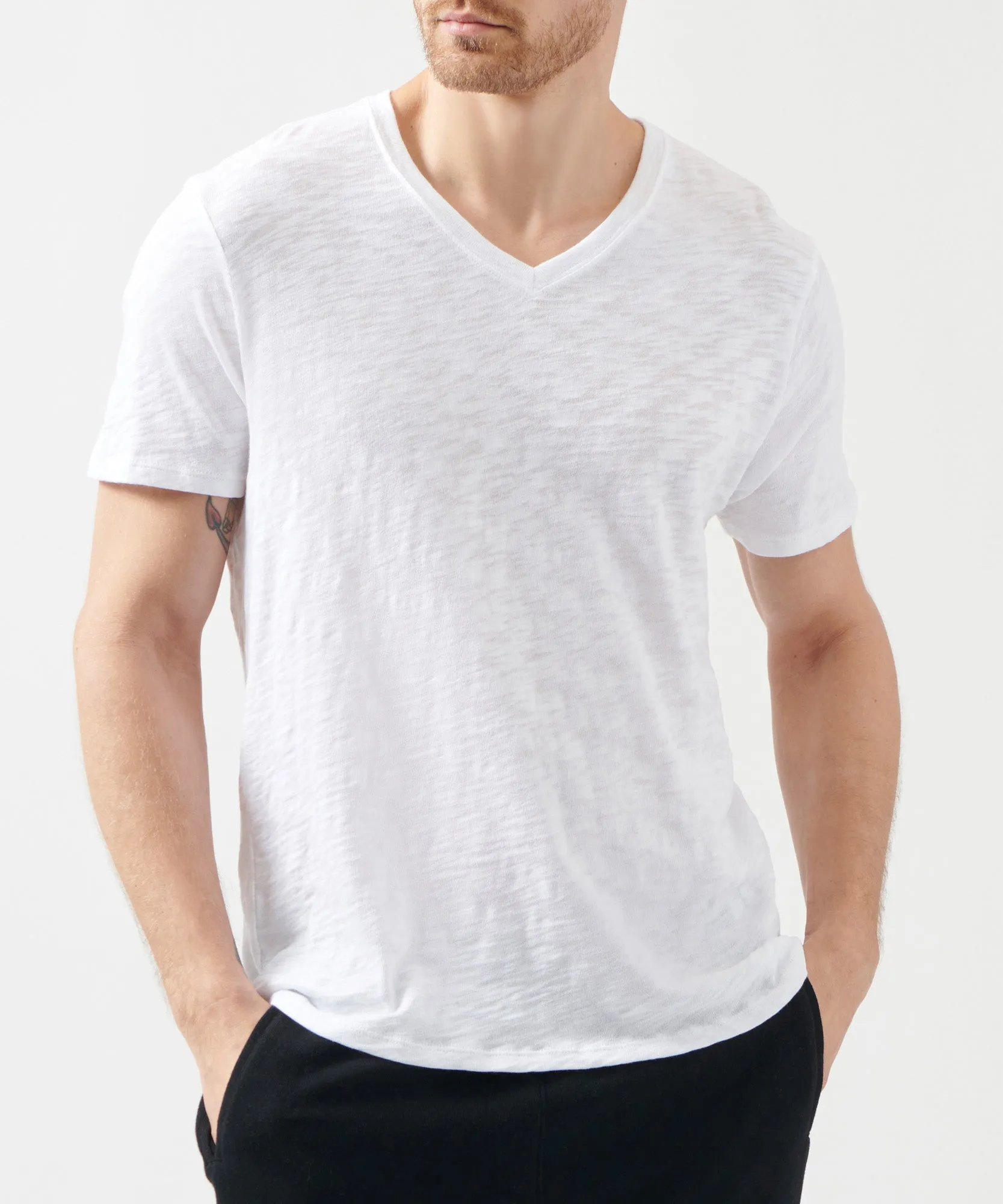 Slub Jersey V-Neck Tee - White sold by ATM Anthony Thomas Melillo