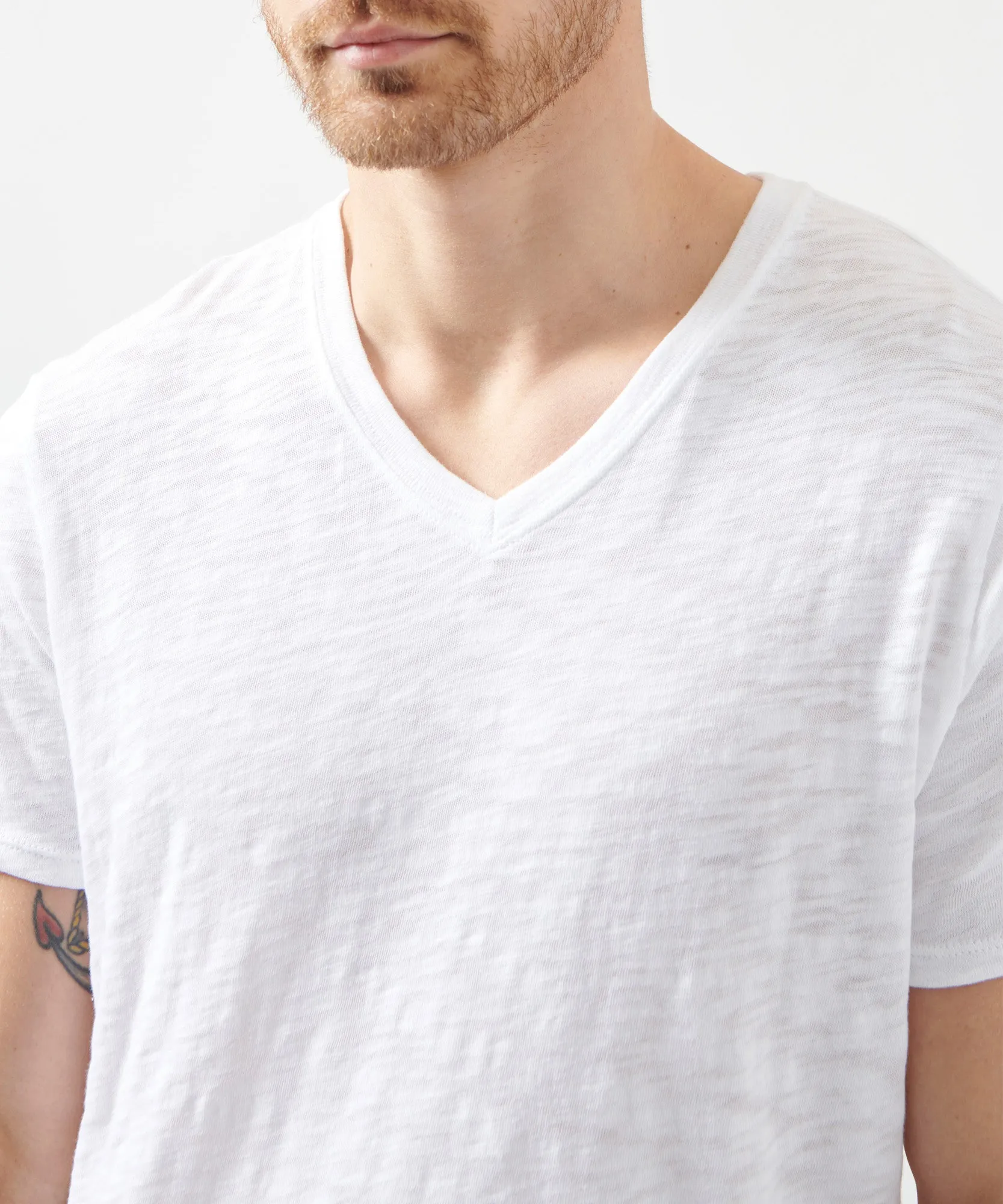 Slub Jersey V-Neck Tee - White sold by ATM Anthony Thomas Melillo product image thumbnail 3