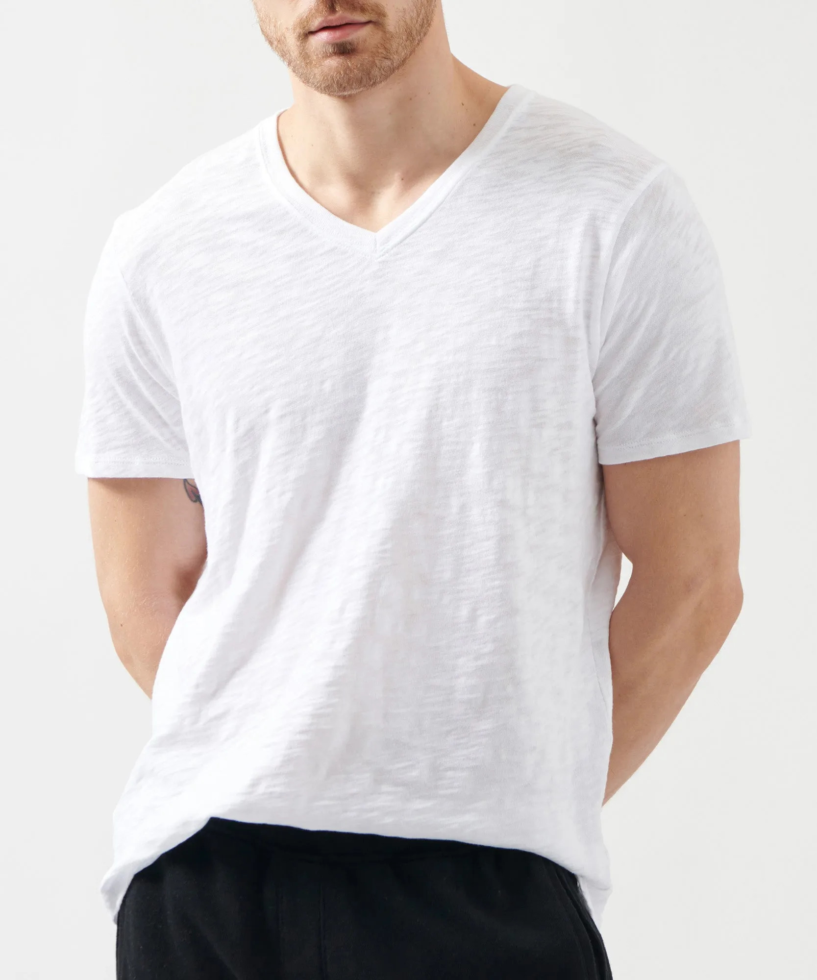 Slub Jersey V-Neck Tee - White sold by ATM Anthony Thomas Melillo product image thumbnail 4