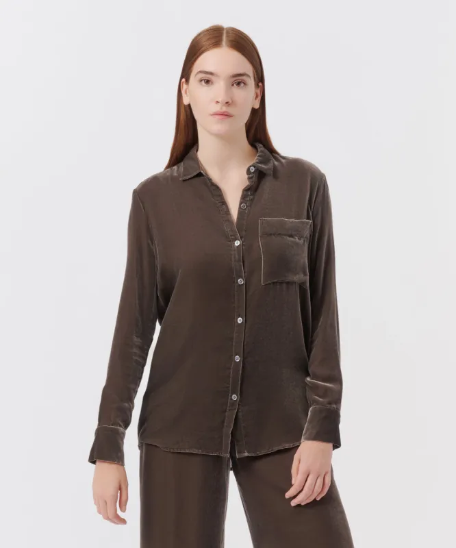 Velvet Boyfriend Shirt - Truffle Grey made by ATM