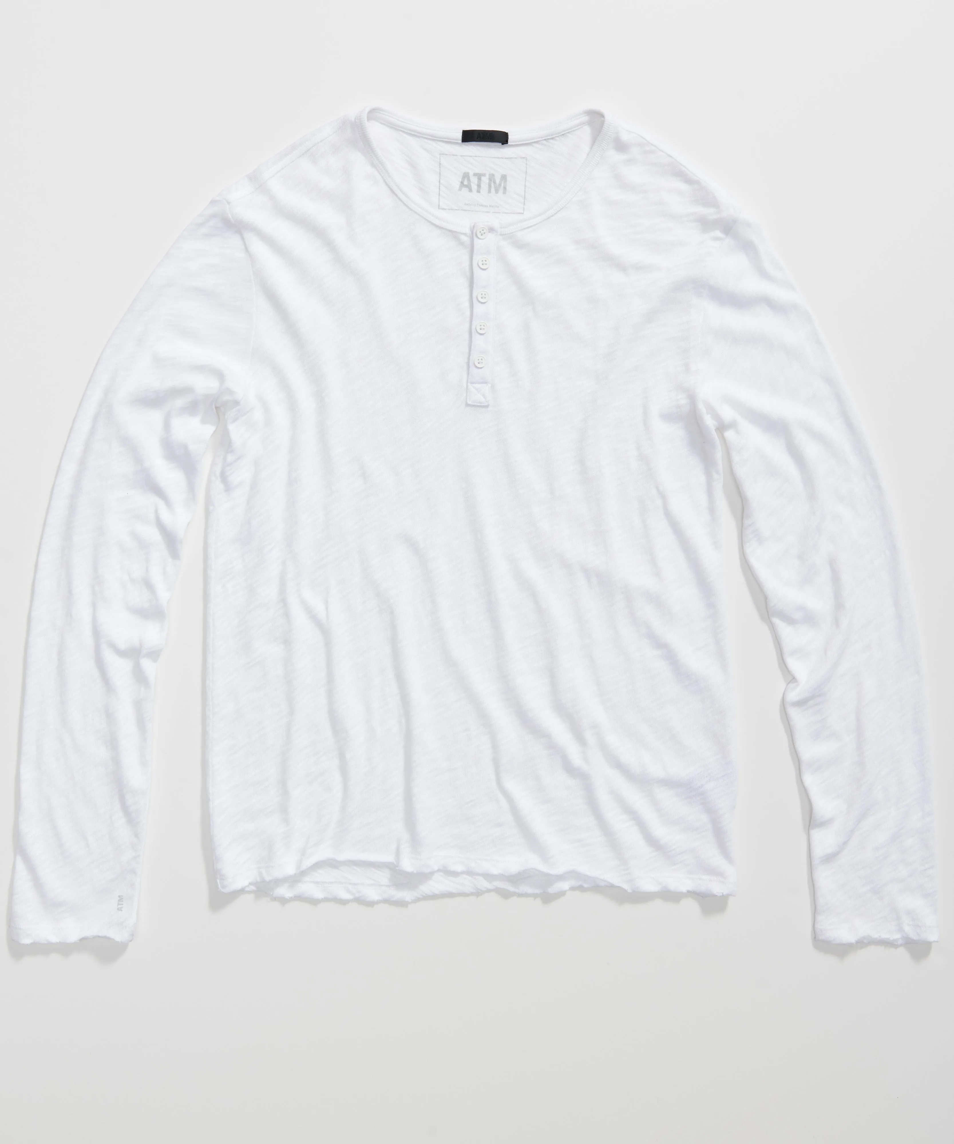 Slub Jersey Destroyed Wash Henley - White sold by ATM product image thumbnail 3