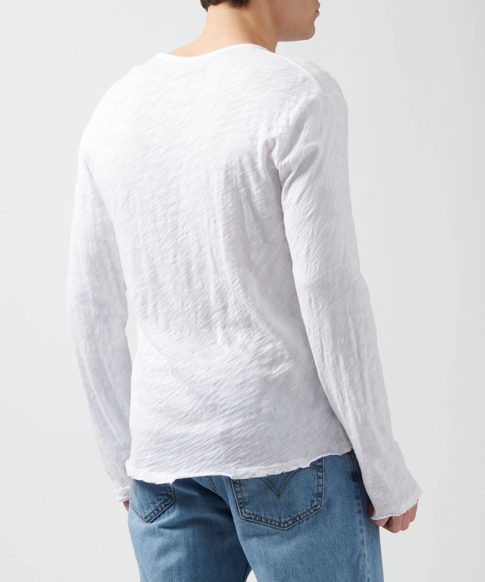 Slub Jersey Destroyed Wash Henley - White sold by ATM product image thumbnail 2