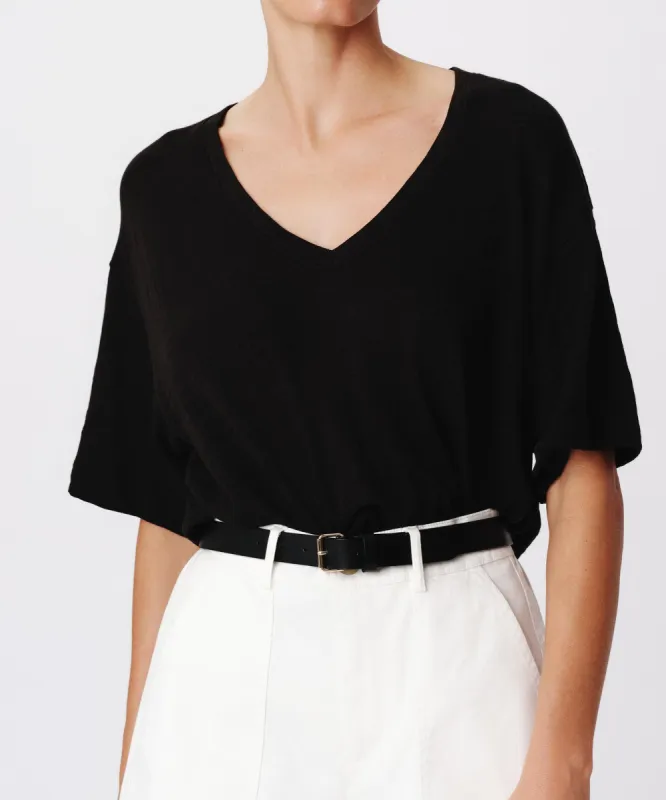 Slub Jersey V-Neck Tee - Black sold by ATM Anthony Thomas Melillo