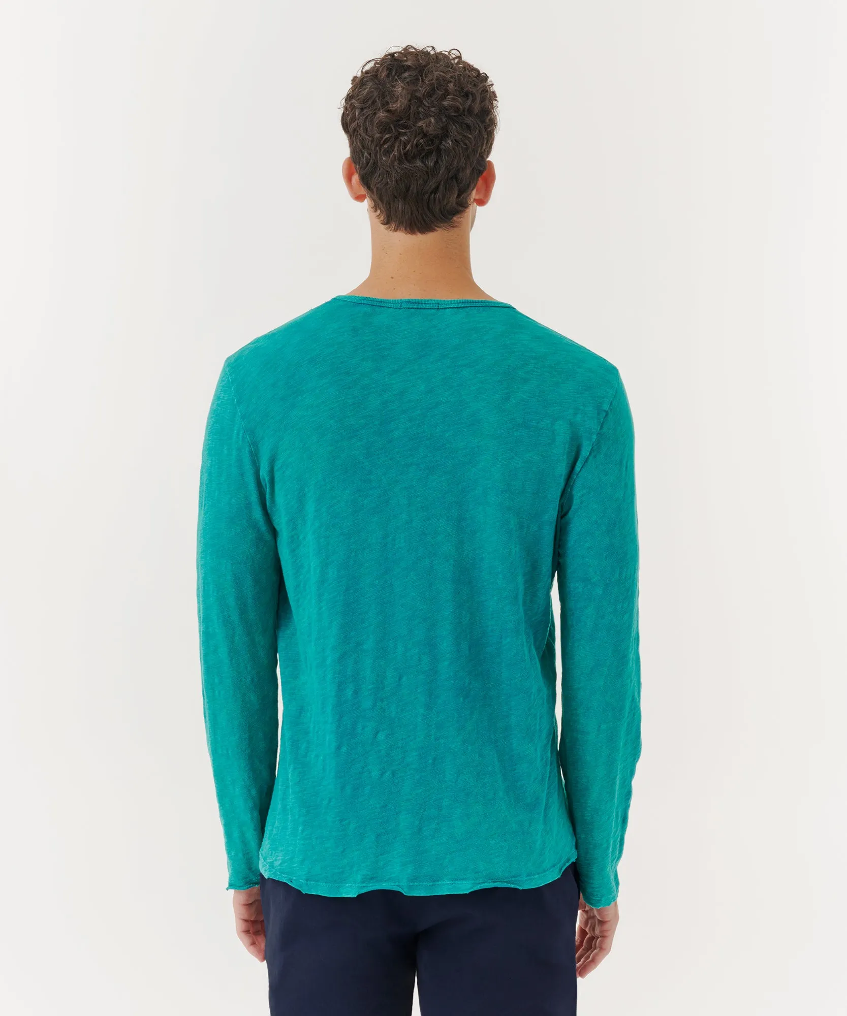 Slub Jersey Destroyed Wash Henley - Rainforest sold by ATM Anthony Thomas Melillo product image thumbnail 3