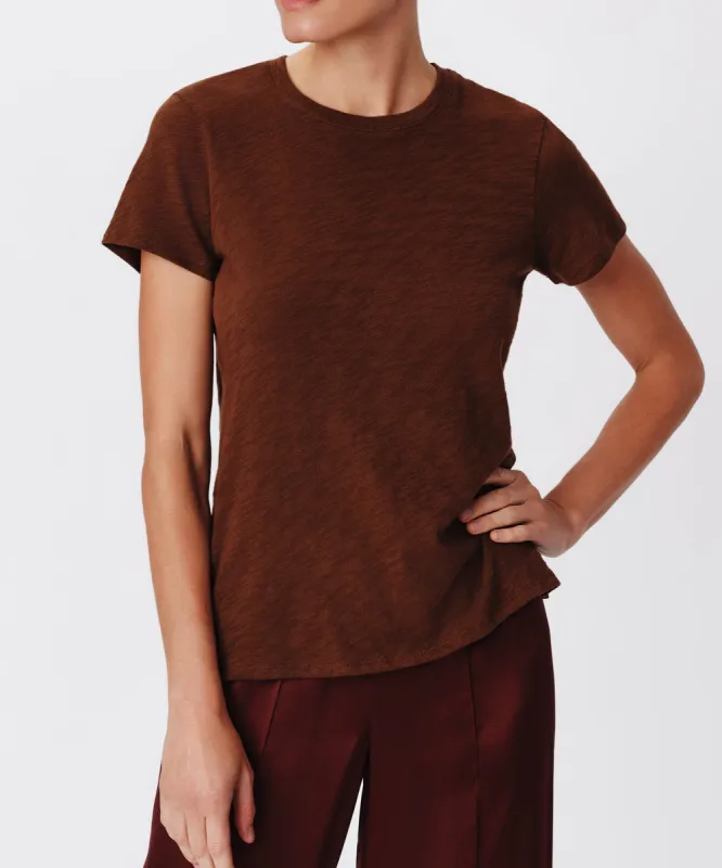 Slub Jersey Schoolboy Short Sleeve Crew Neck Tee - Pecan Brown sold by ATM Anthony Thomas Melillo