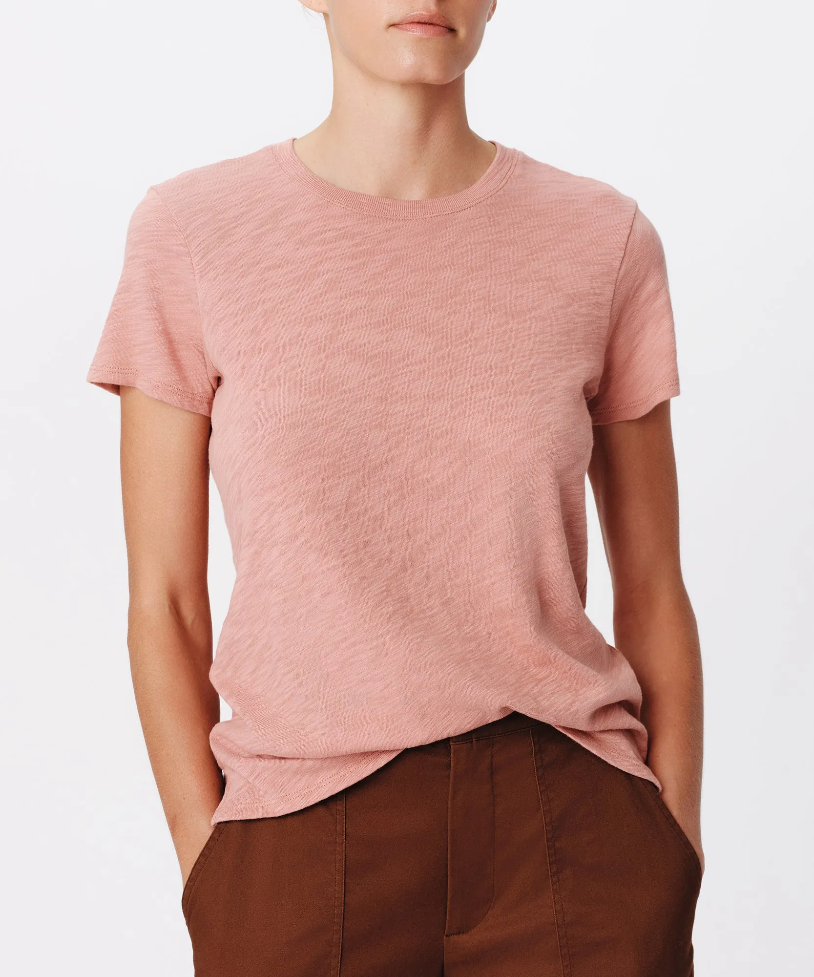 Slub Jersey Schoolboy Short Sleeve Crew Neck Tee - Faded Rosewood sold by ATM Anthony Thomas Melillo