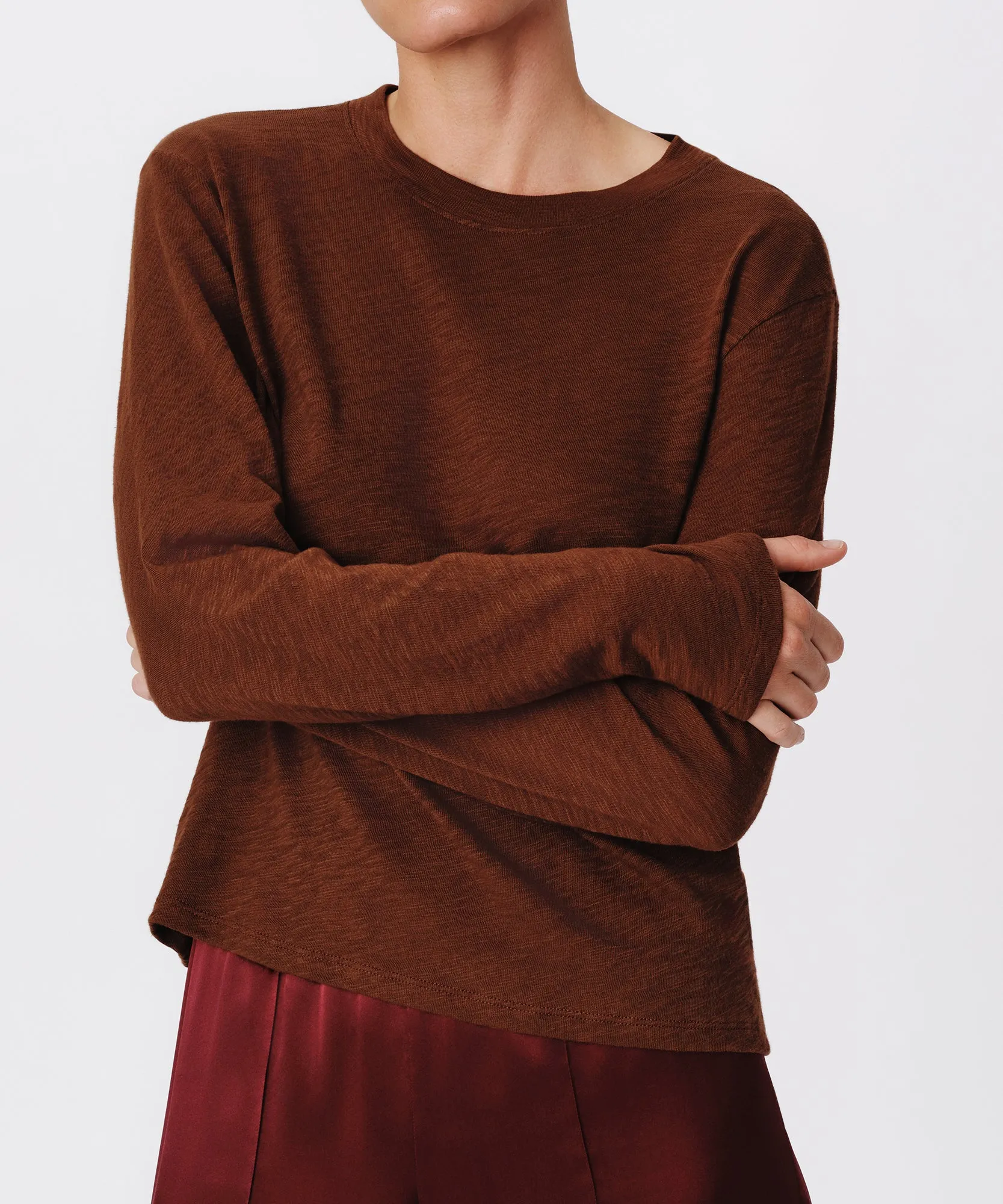 Slub Jersey Long Sleeve Crop Tee - Pecan Brown sold by ATM Anthony Thomas Melillo product image thumbnail 2
