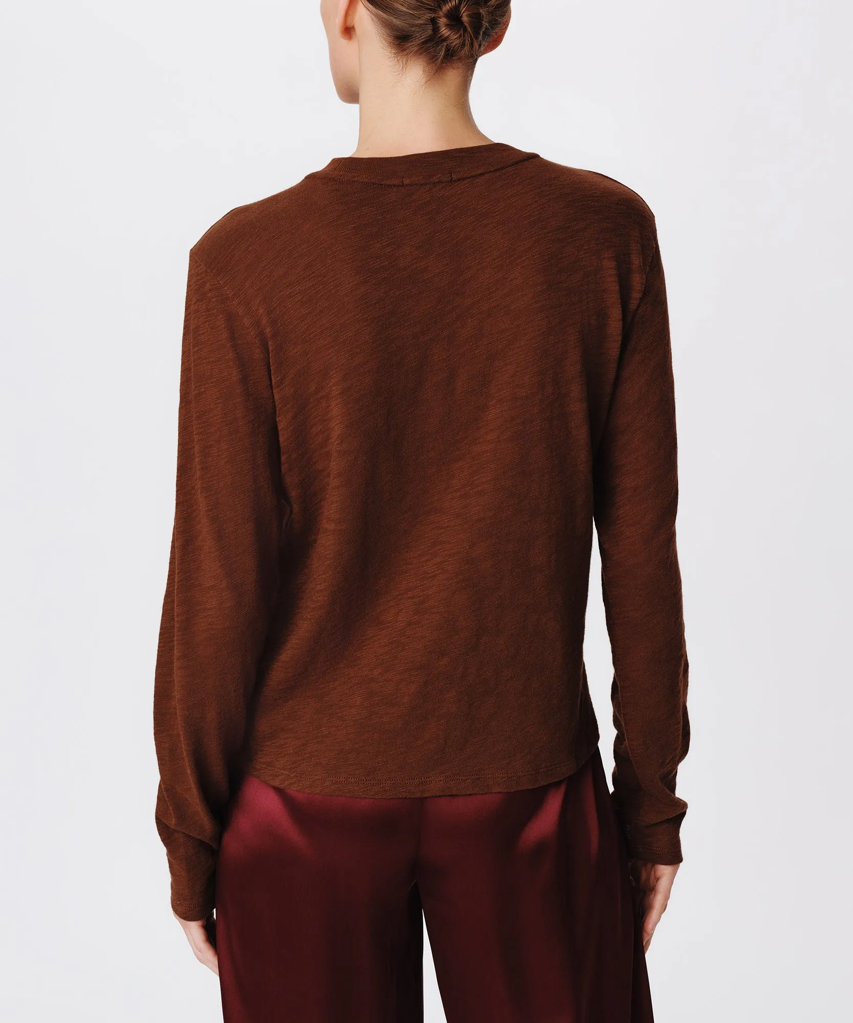 Slub Jersey Long Sleeve Crop Tee - Pecan Brown sold by ATM Anthony Thomas Melillo product image thumbnail 3