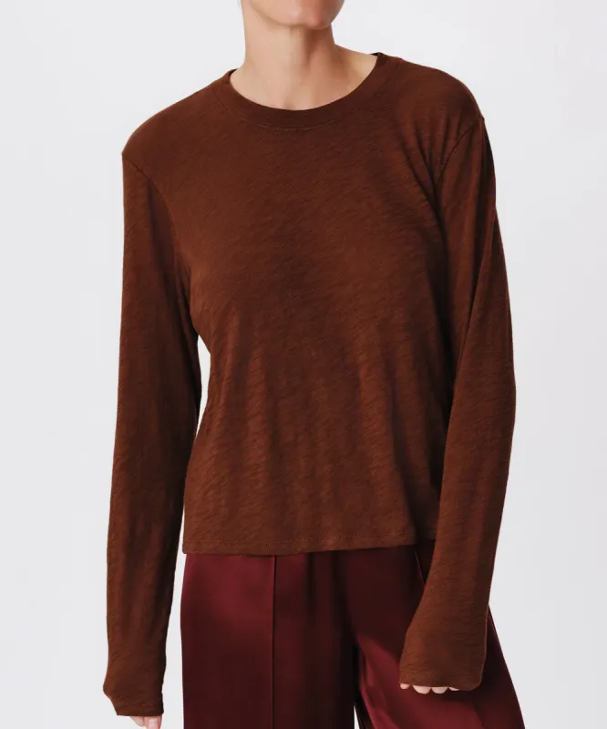 Slub Jersey Long Sleeve Crop Tee - Pecan Brown sold by ATM Anthony Thomas Melillo
