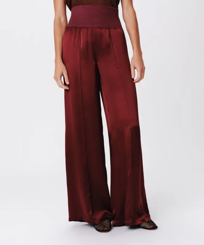 Silk Charmeuse Palazzo Pant - Merlot sold by ATM Anthony Thomas Melillo