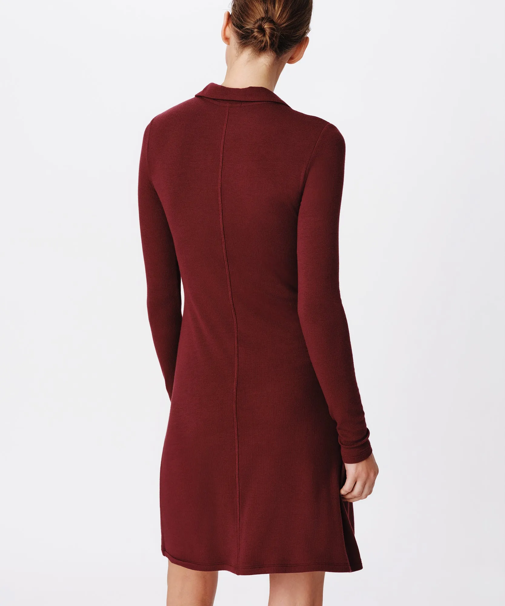 Modal Rib Split Neck Dress - Merlot sold by ATM Anthony Thomas Melillo product image thumbnail 3