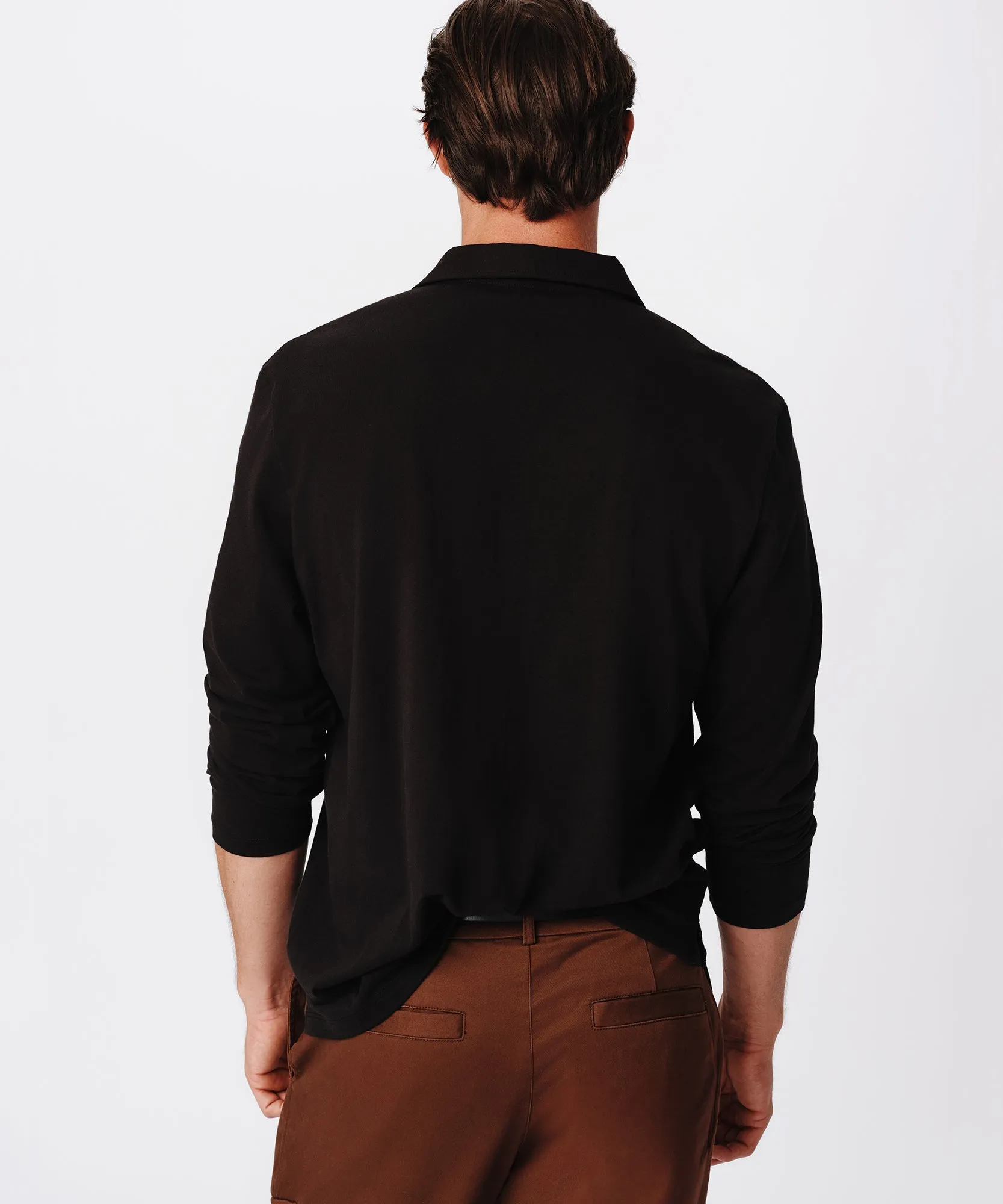 Heavyweight Jersey Seamed Long Sleeve Polo - Black sold by ATM Anthony Thomas Melillo product image thumbnail 2