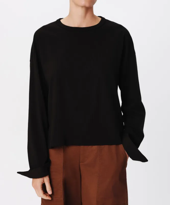 Heavyweight Jersey Mixed Media Top - Black sold by ATM Anthony Thomas Melillo