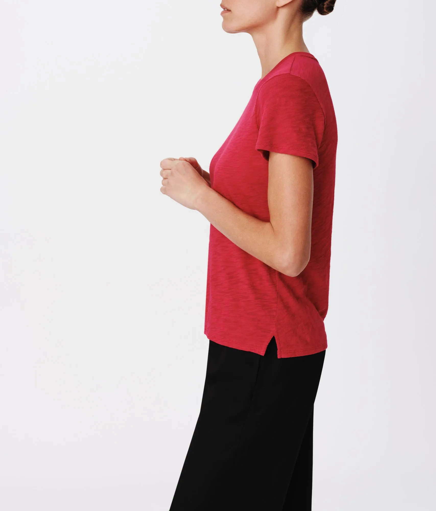 Slub Jersey Schoolboy Short Sleeve Crew Neck Tee - Rubellite sold by ATM Anthony Thomas Melillo product image thumbnail 2