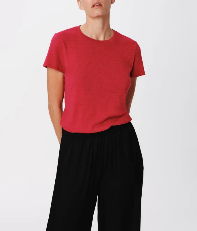 Slub Jersey Schoolboy Short Sleeve Crew Neck Tee - Rubellite sold by ATM Anthony Thomas Melillo
