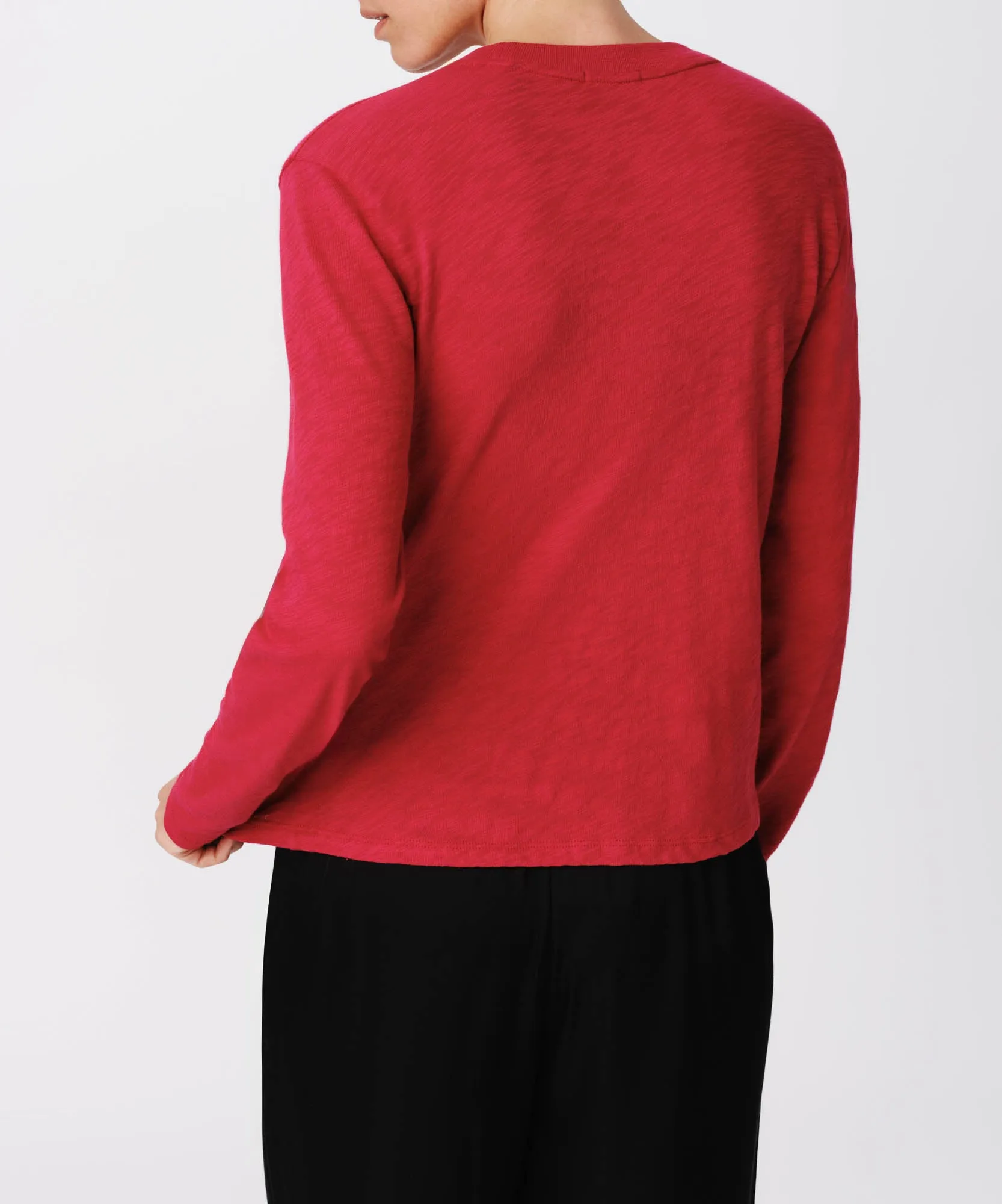 Slub Jersey Long Sleeve Crop Tee - Rubellite sold by ATM Anthony Thomas Melillo product image thumbnail 3