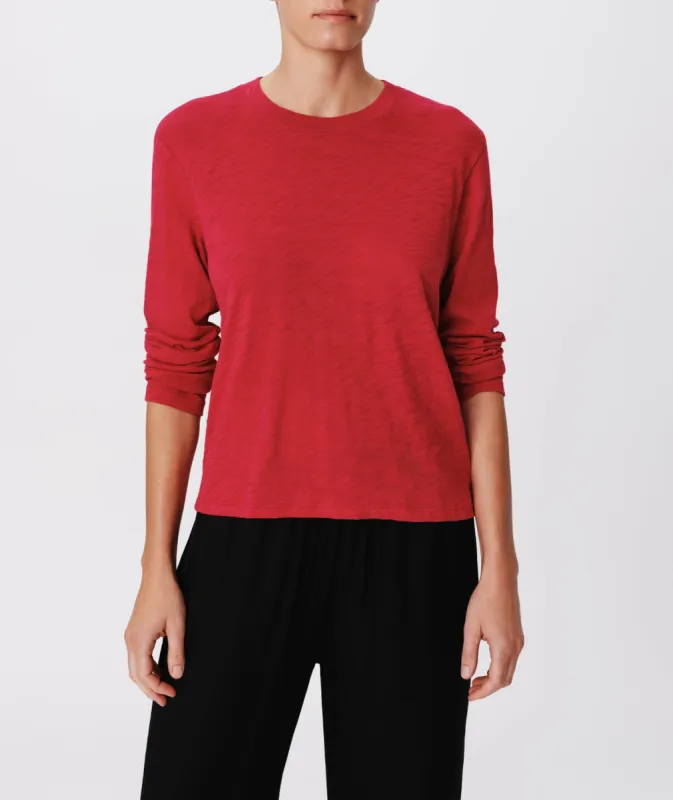 Slub Jersey Long Sleeve Crop Tee - Rubellite sold by ATM Anthony Thomas Melillo