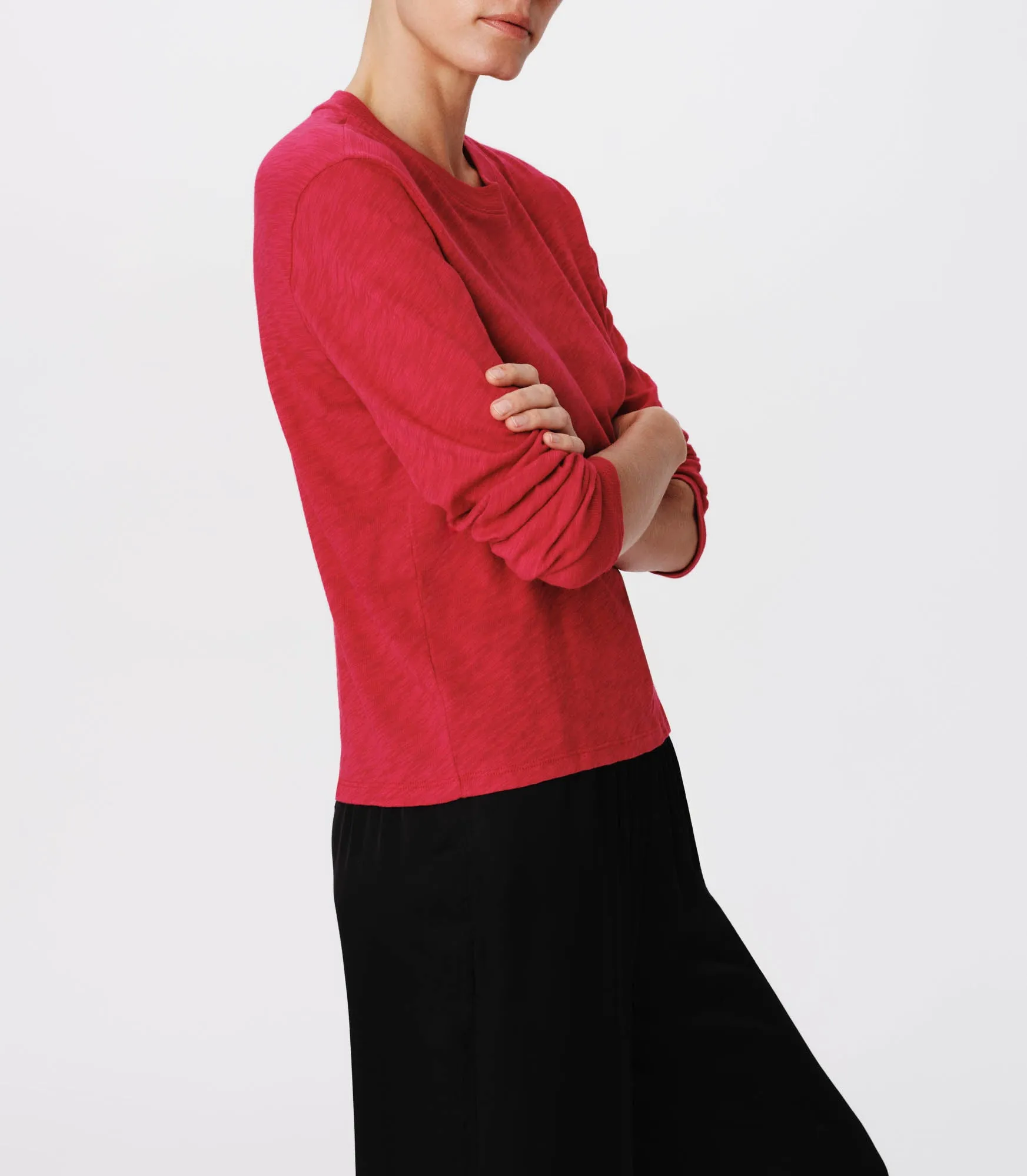 Slub Jersey Long Sleeve Crop Tee - Rubellite sold by ATM Anthony Thomas Melillo product image thumbnail 2