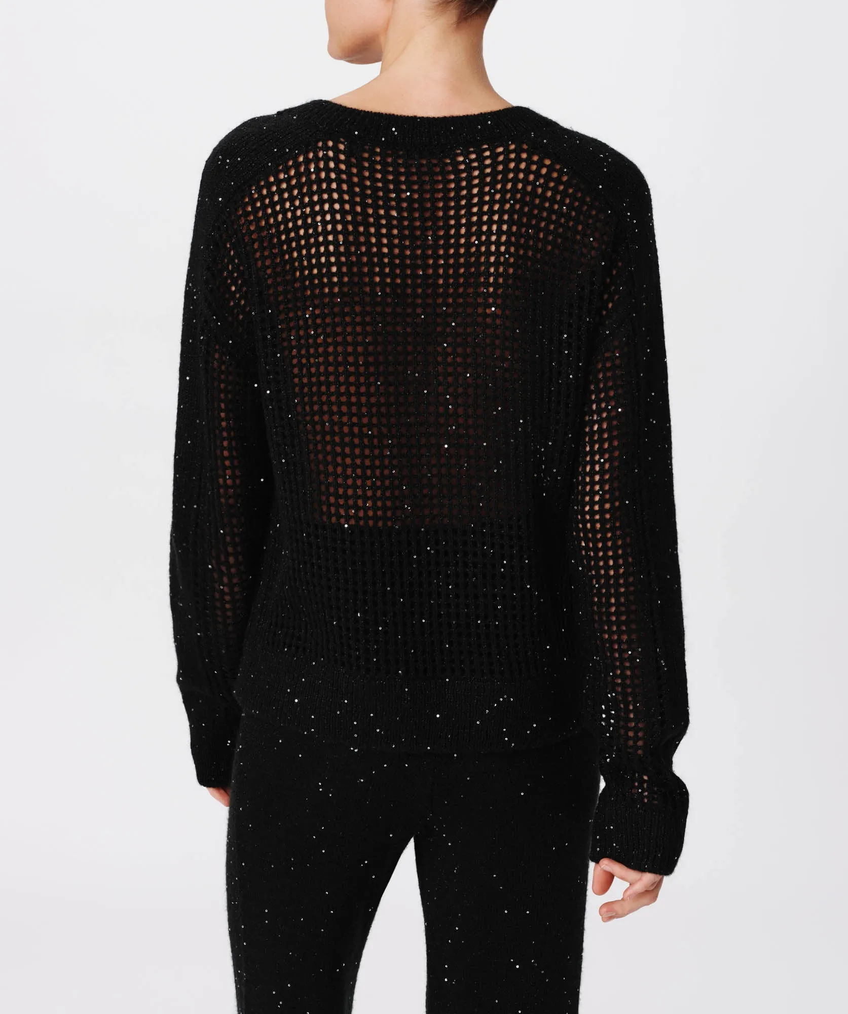Sequin Wool Blend Net Stitch Sweater - Black sold by ATM Anthony Thomas Melillo product image thumbnail 4