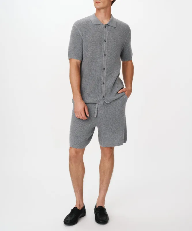 Merino Cotton Cashmere Blend Waffle Short - Heather Grey sold by ATM Anthony Thomas Melillo