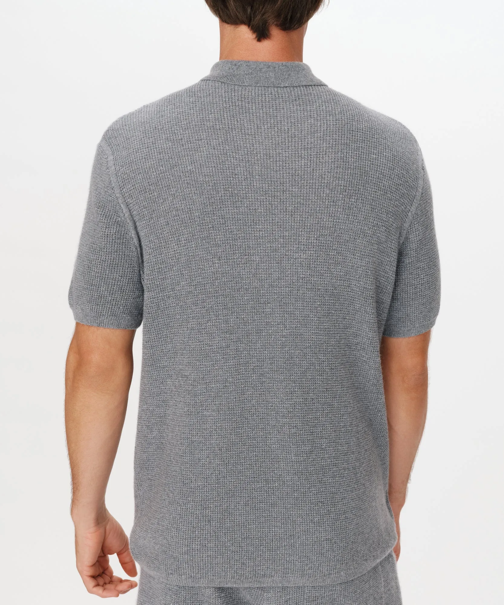 Merino Cotton Cashmere Blend Waffle Shirt - Heather Grey sold by ATM Anthony Thomas Melillo product image thumbnail 3