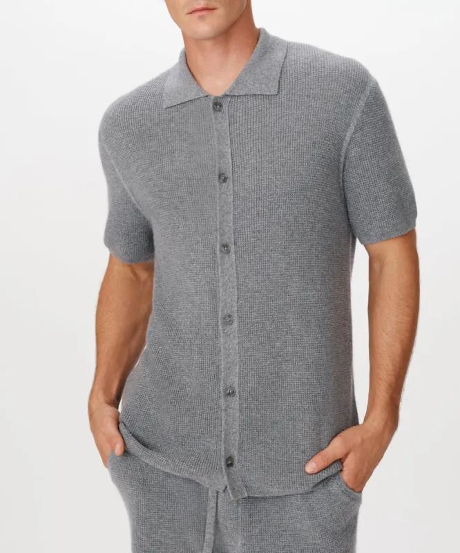 Merino Cotton Cashmere Blend Waffle Shirt - Heather Grey sold by ATM Anthony Thomas Melillo