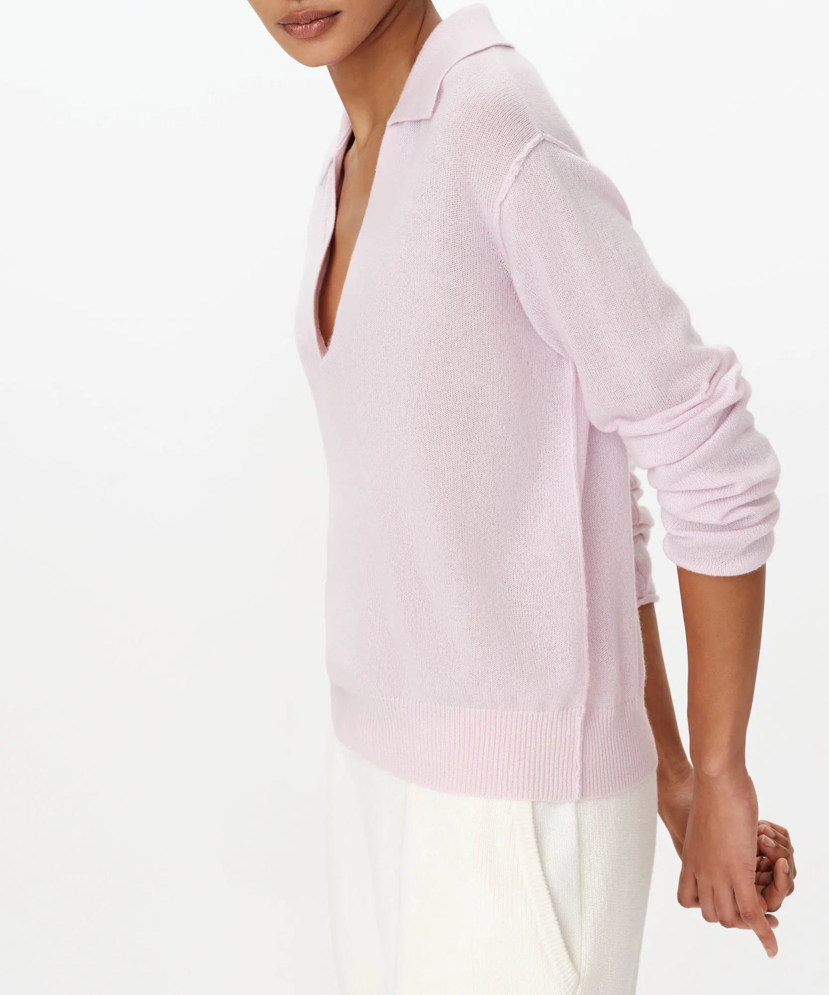 Cashmere Oversized Polo Sweater - Faded Petunia sold by ATM Anthony Thomas Melillo product image thumbnail 2
