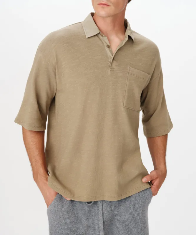 Heavy Slub Jersey Oversized Short Sleeve Polo - Faded Army sold by ATM Anthony Thomas Melillo