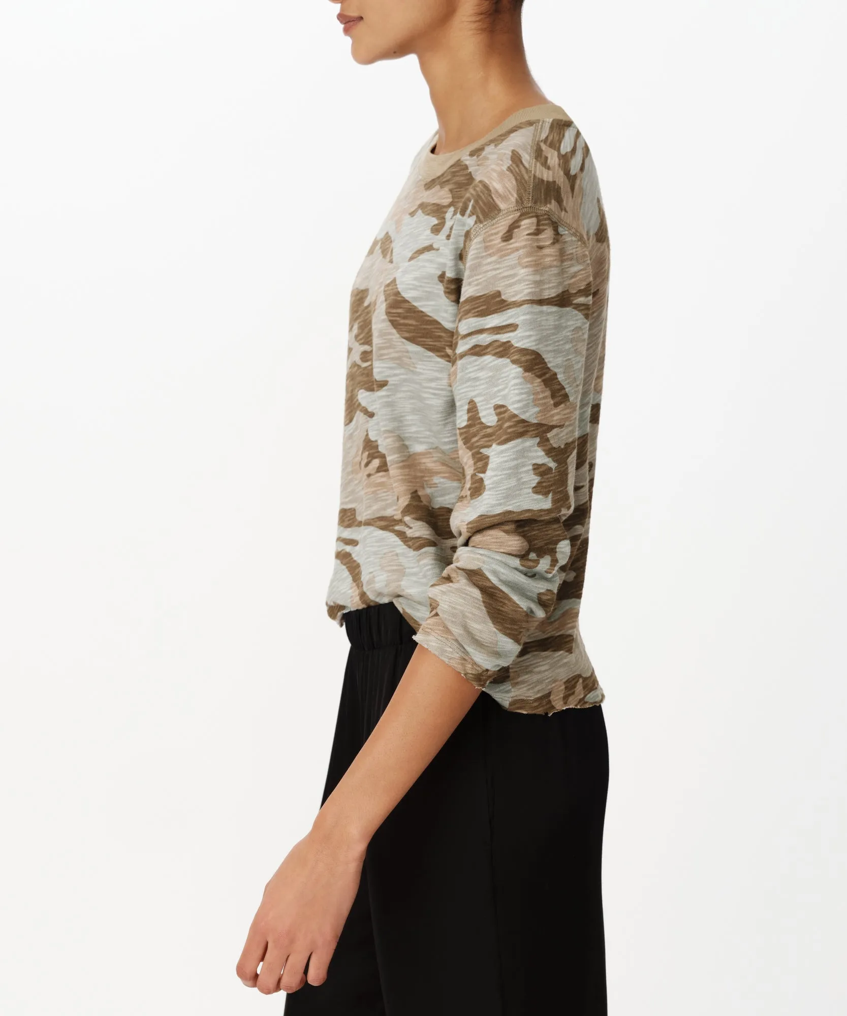 Slub Jersey Long Sleeve Destroyed Wash Crop Tee - Faded Army-Multi sold by ATM Anthony Thomas Melillo product image thumbnail 2