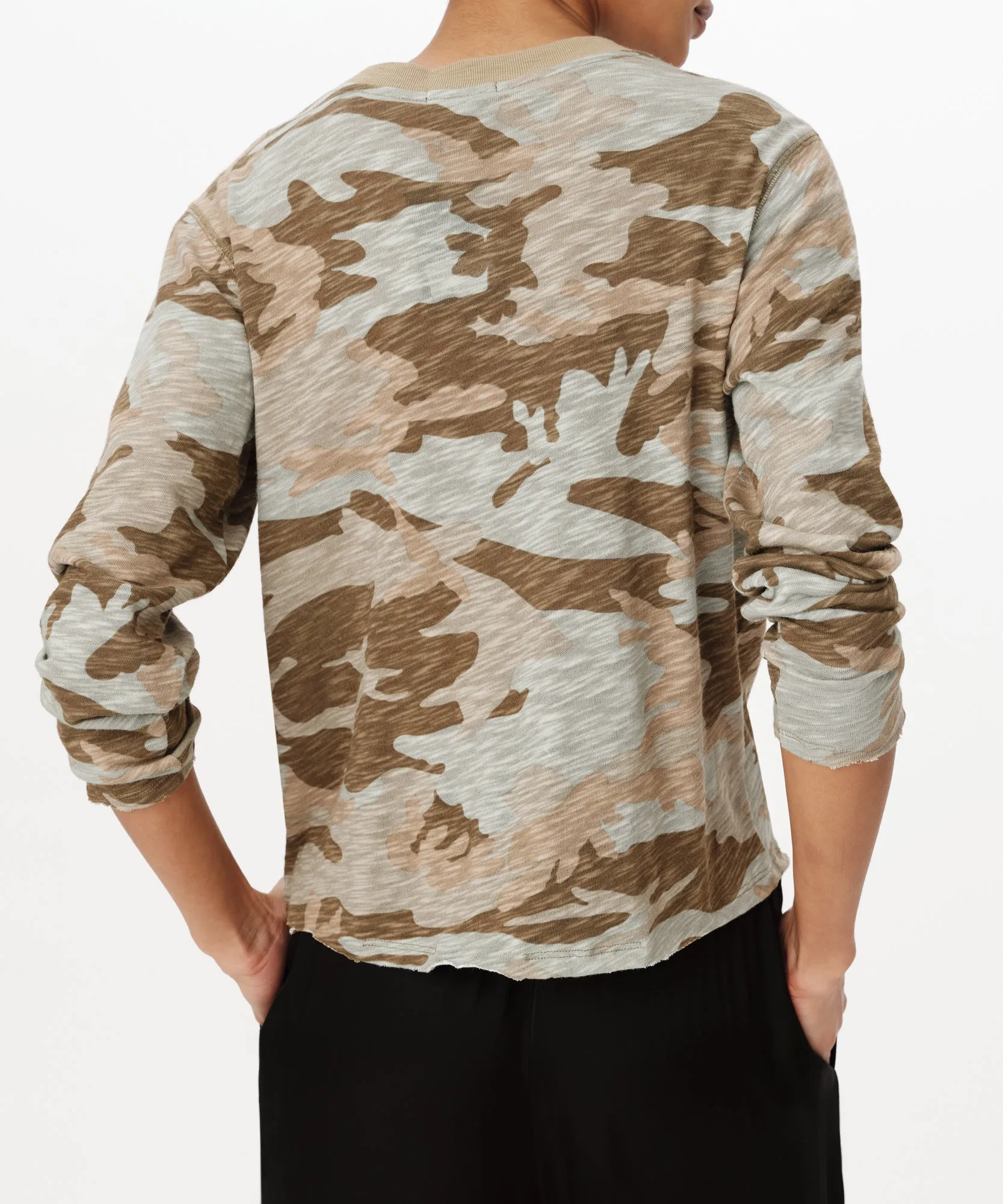 Slub Jersey Long Sleeve Destroyed Wash Crop Tee - Faded Army-Multi sold by ATM Anthony Thomas Melillo product image thumbnail 3