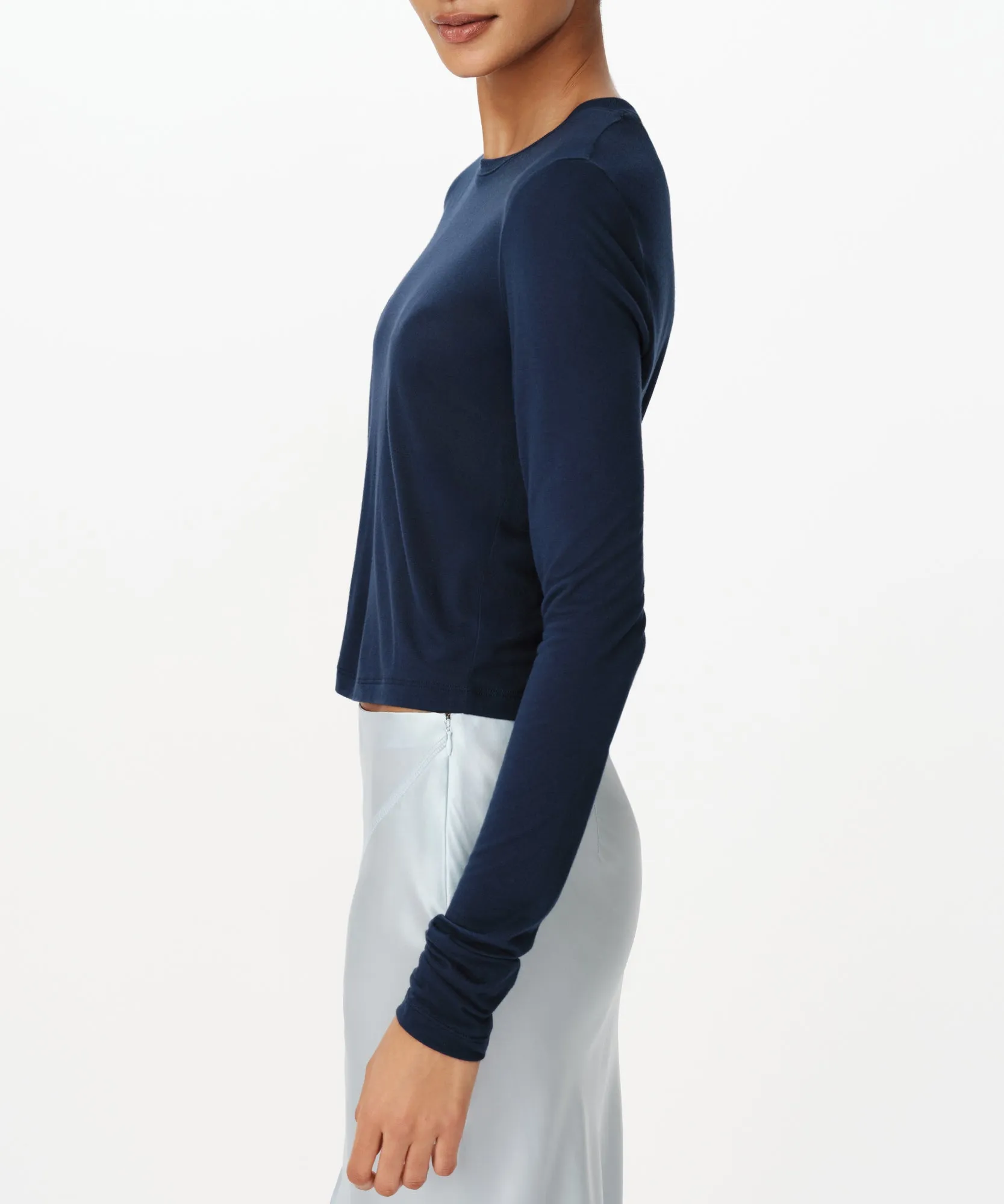 Modal Jersey Cropped Crew Neck Top - Midnight sold by ATM Anthony Thomas Melillo product image thumbnail 2