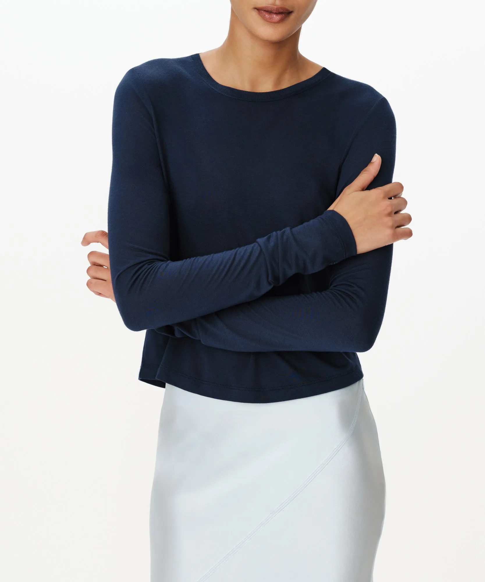 Modal Jersey Cropped Crew Neck Top - Midnight sold by ATM Anthony Thomas Melillo