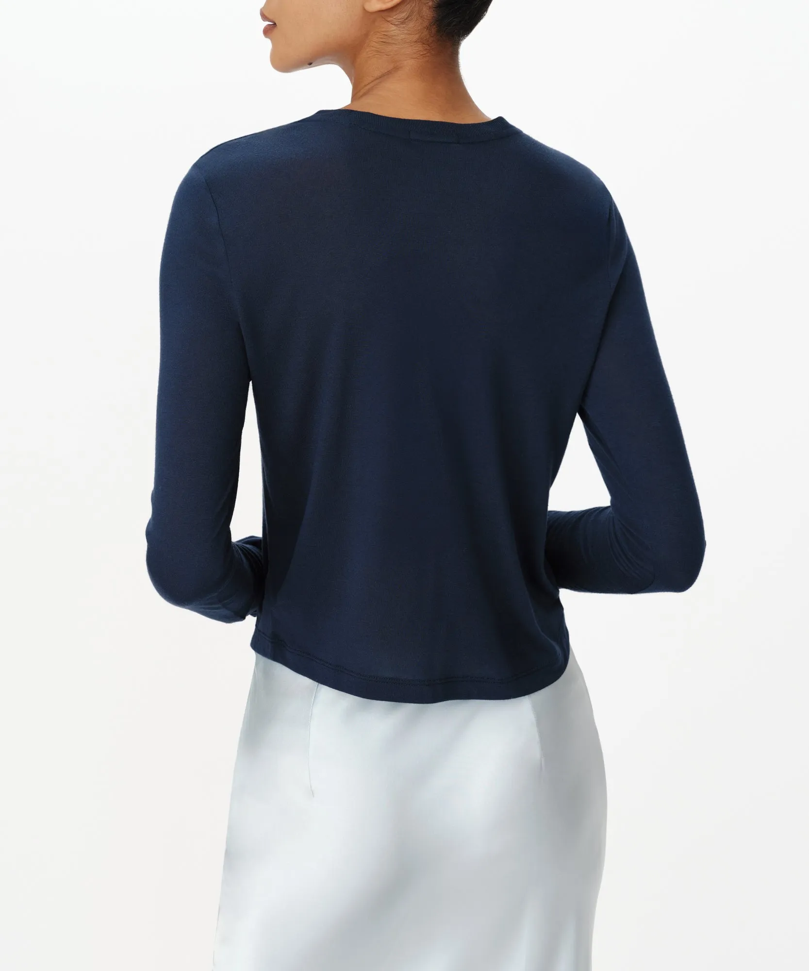Modal Jersey Cropped Crew Neck Top - Midnight sold by ATM Anthony Thomas Melillo product image thumbnail 3
