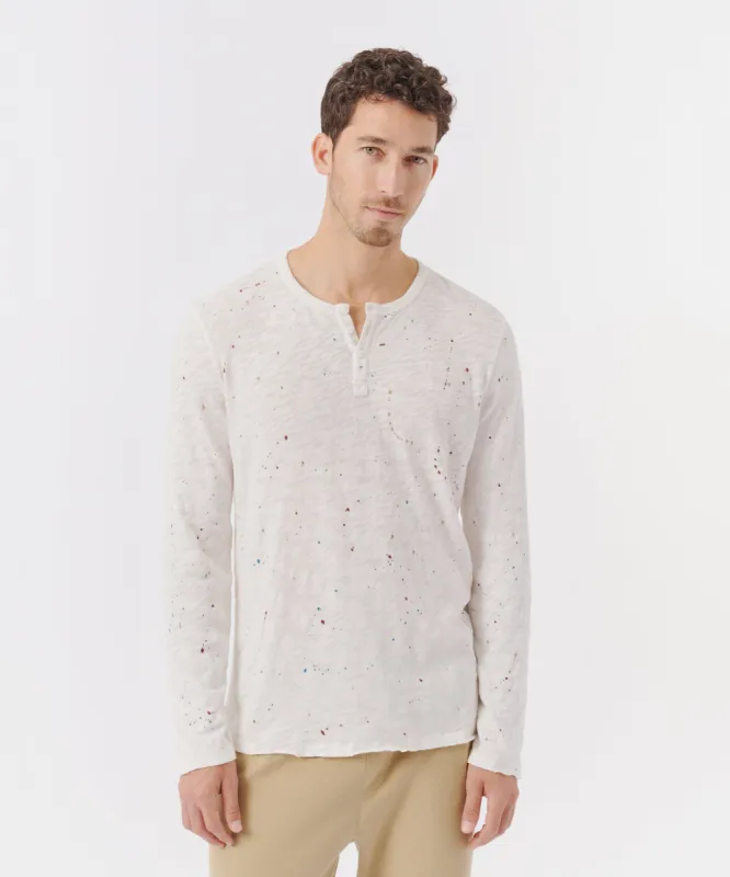 Slub Jersey Destroyed Wash Henley - Chalk Multi sold by ATM Anthony Thomas Melillo