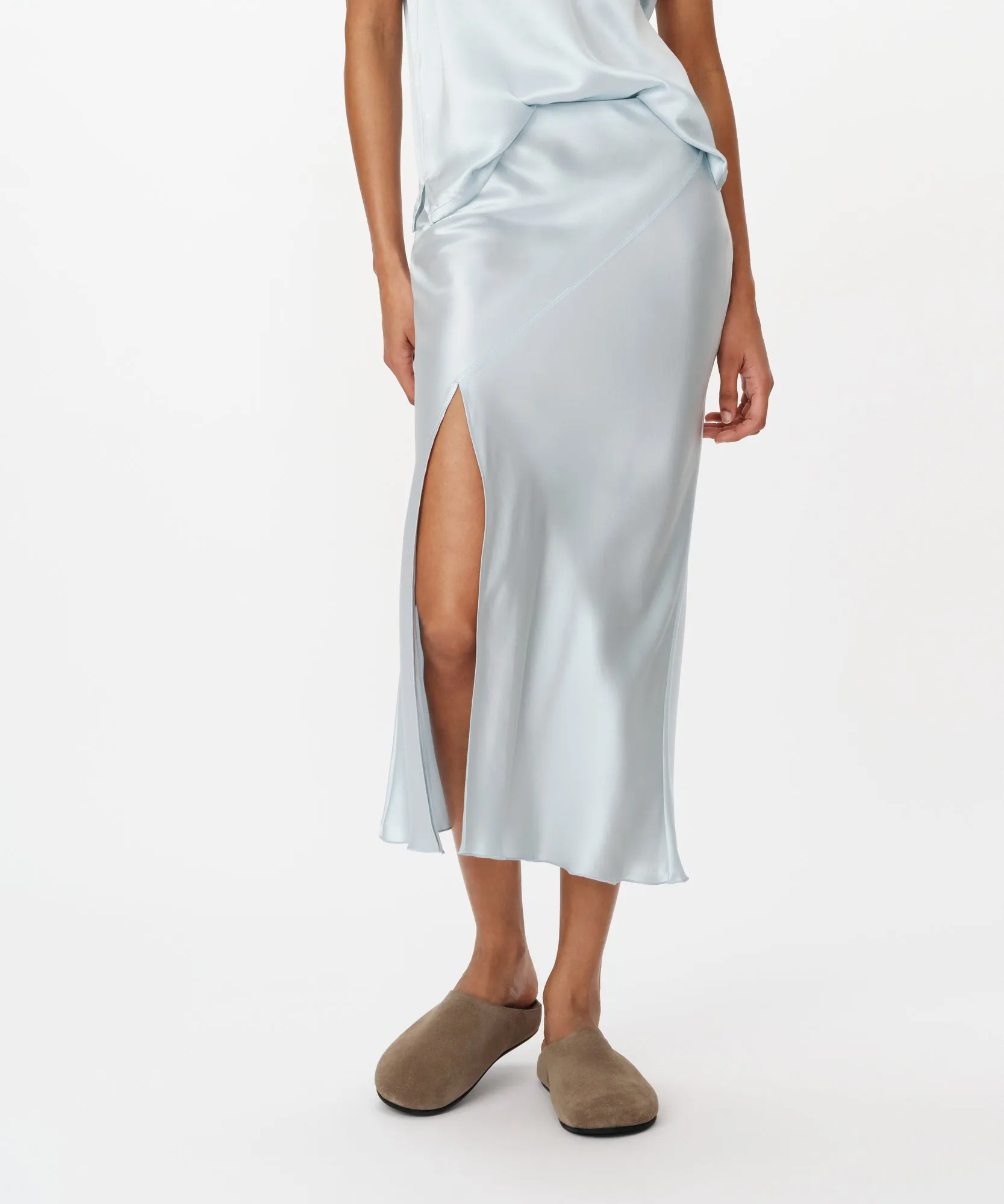 Satin Slit Detail Bias Skirt - Pastel Blue sold by ATM Anthony Thomas Melillo product image thumbnail 2