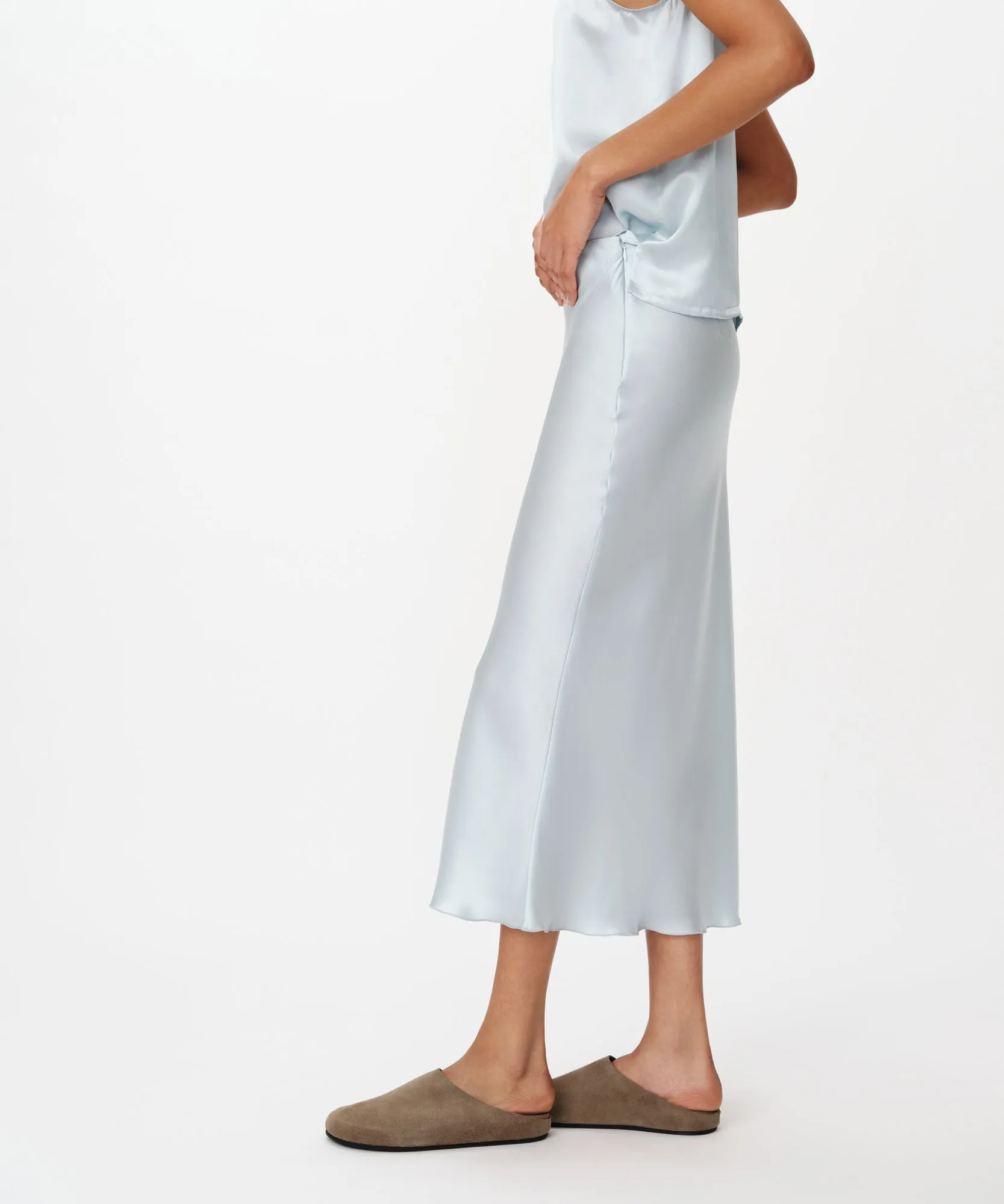 Satin Slit Detail Bias Skirt - Pastel Blue sold by ATM Anthony Thomas Melillo product image thumbnail 3