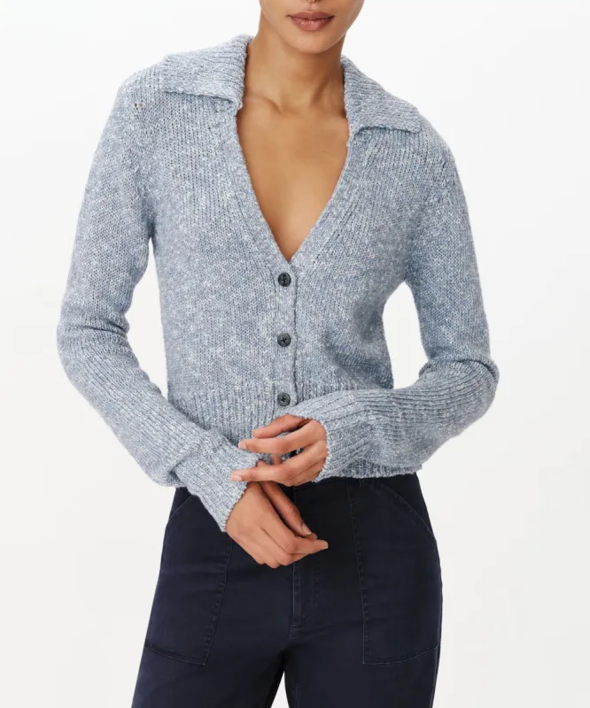 Cotton Blend Collared Cardigan - Pastel Blue Marl sold by ATM Anthony Thomas Melillo