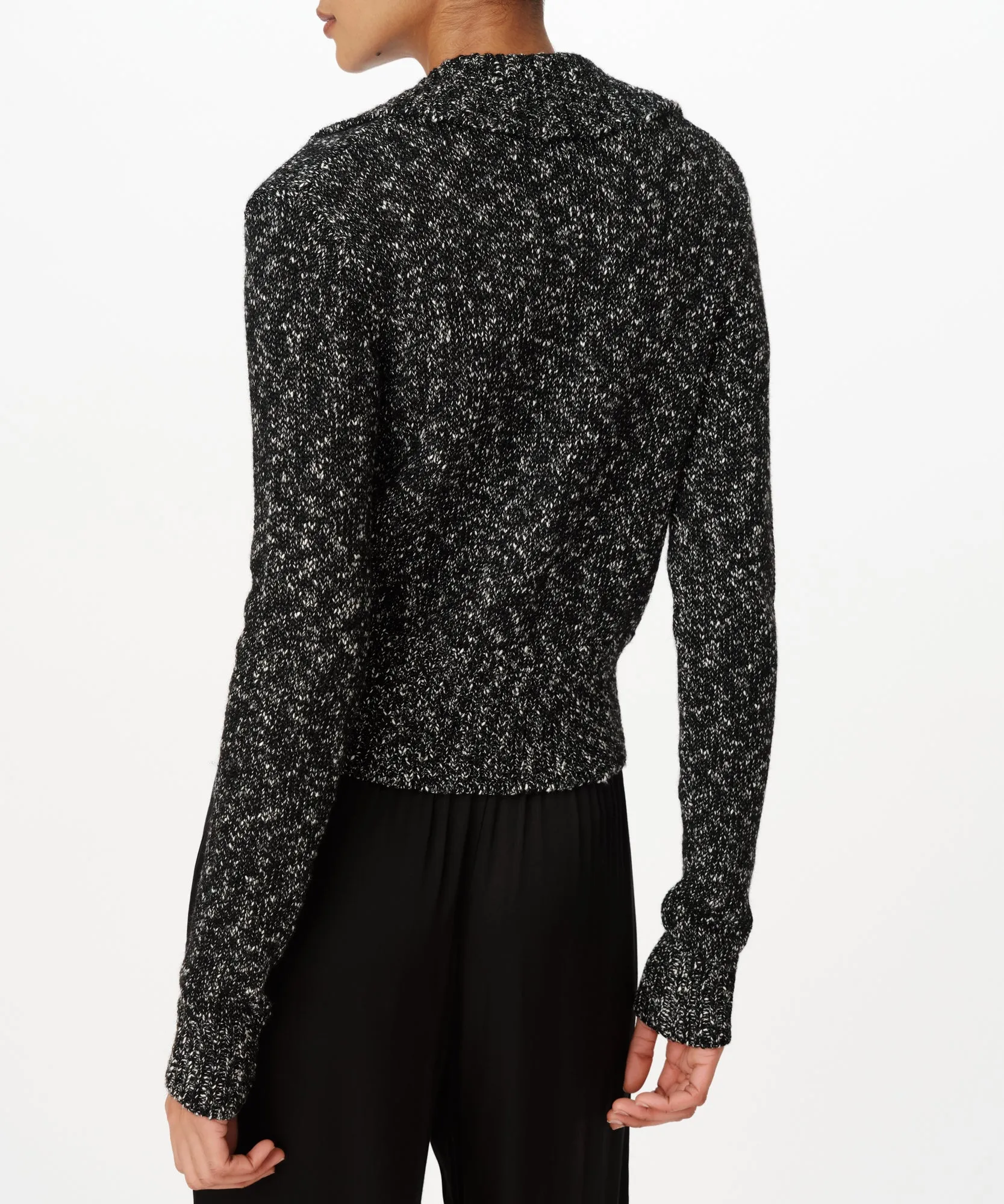 Cotton Blend Collared Cardigan - Black Marl sold by ATM Anthony Thomas Melillo product image thumbnail 3