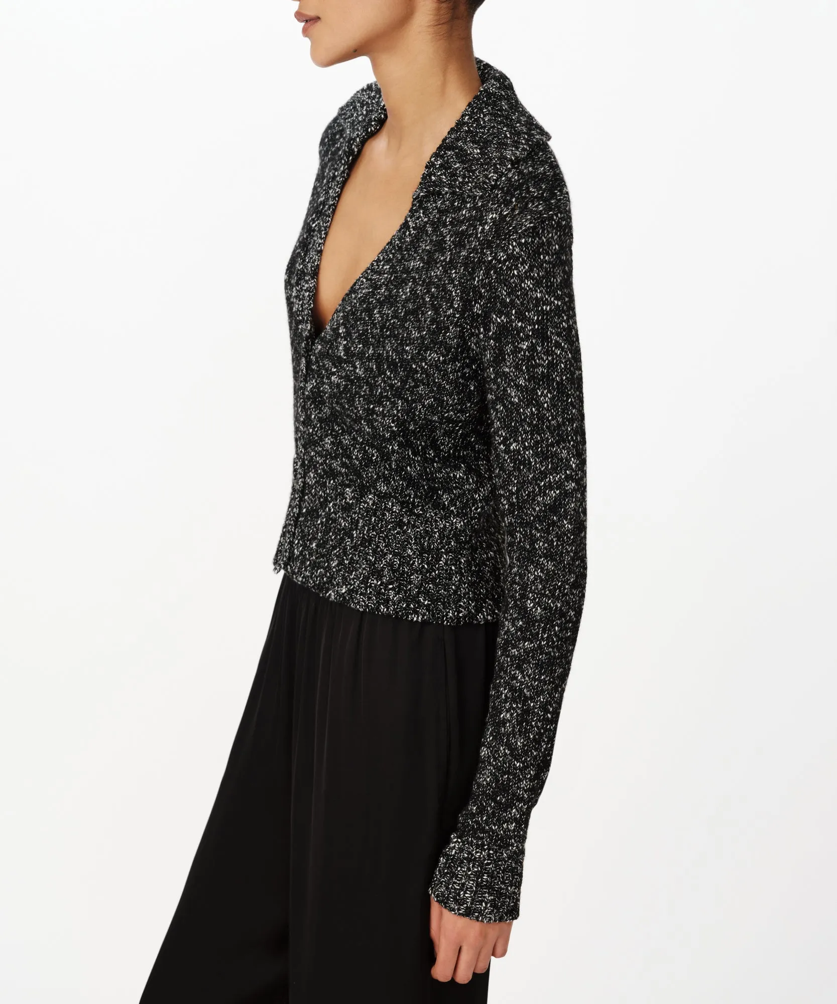 Cotton Blend Collared Cardigan - Black Marl sold by ATM Anthony Thomas Melillo product image thumbnail 2