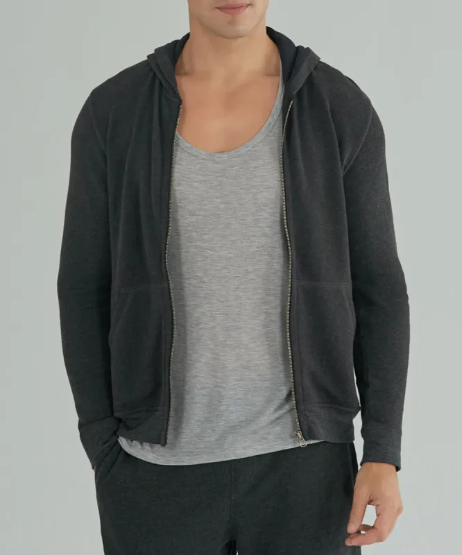 French Terry Zip-Up Hoodie - Heather Charcoal sold by ATM Anthony Thomas Melillo