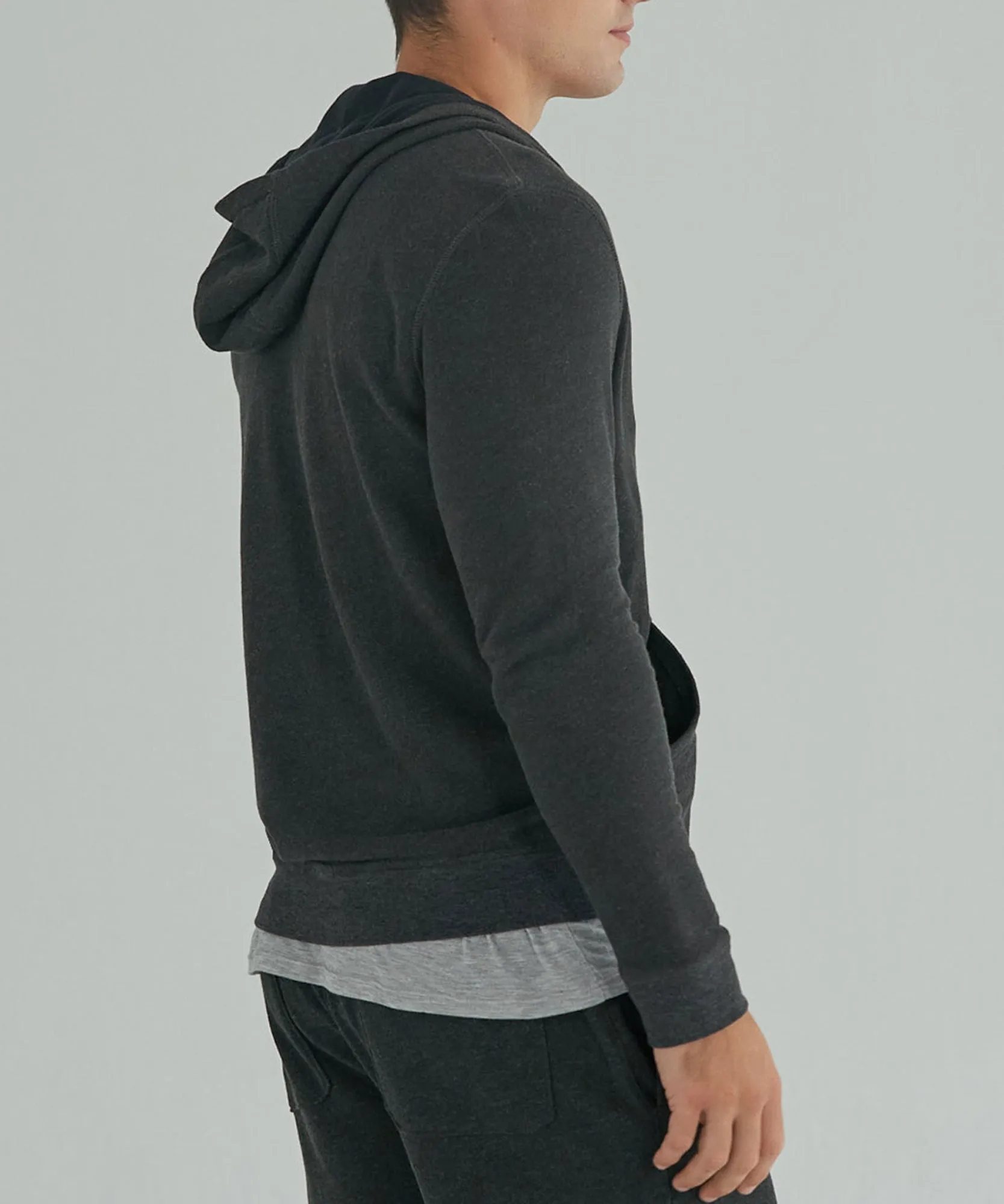French Terry Zip-Up Hoodie - Heather Charcoal sold by ATM Anthony Thomas Melillo product image thumbnail 2