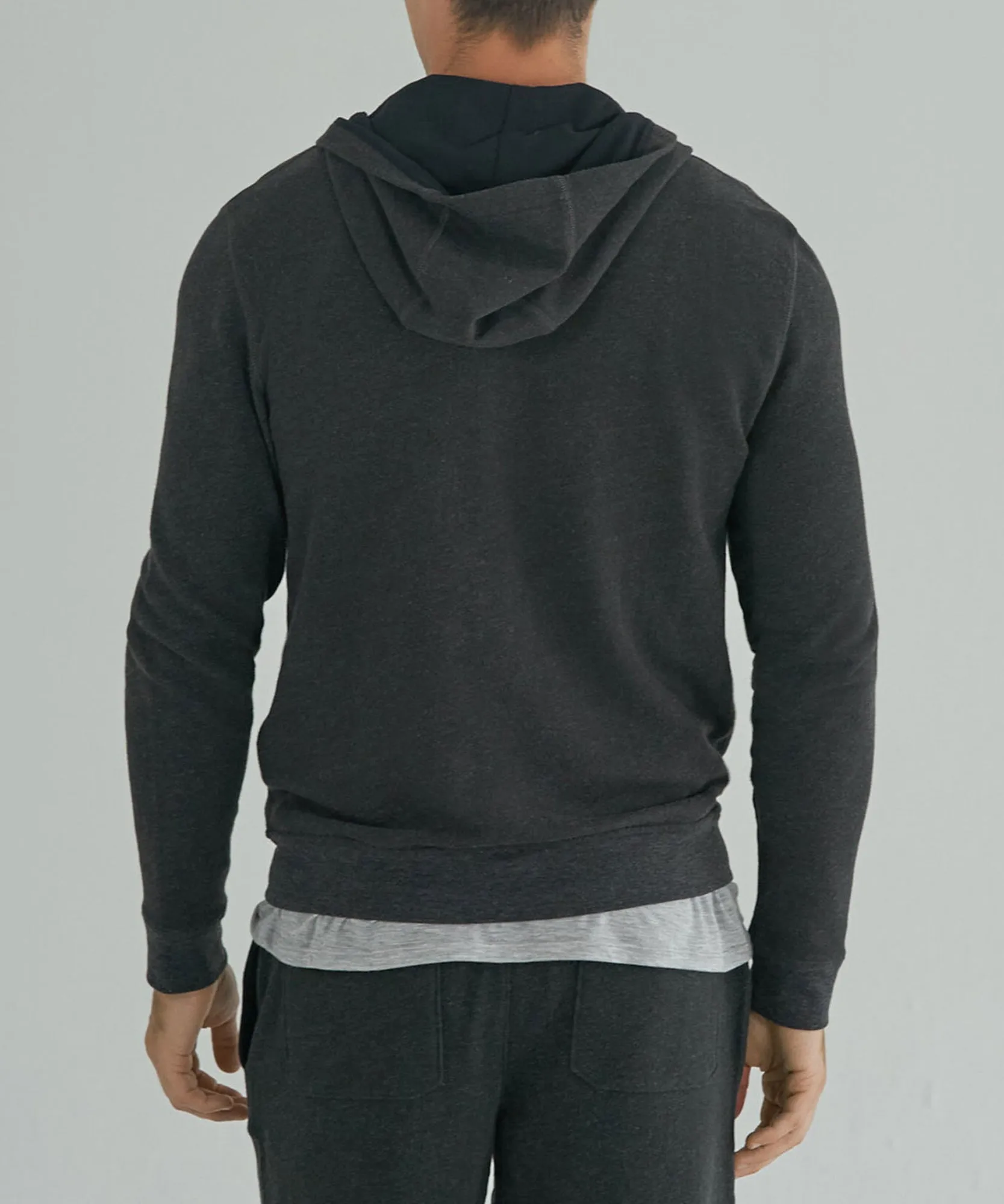 French Terry Zip-Up Hoodie - Heather Charcoal sold by ATM Anthony Thomas Melillo product image thumbnail 3