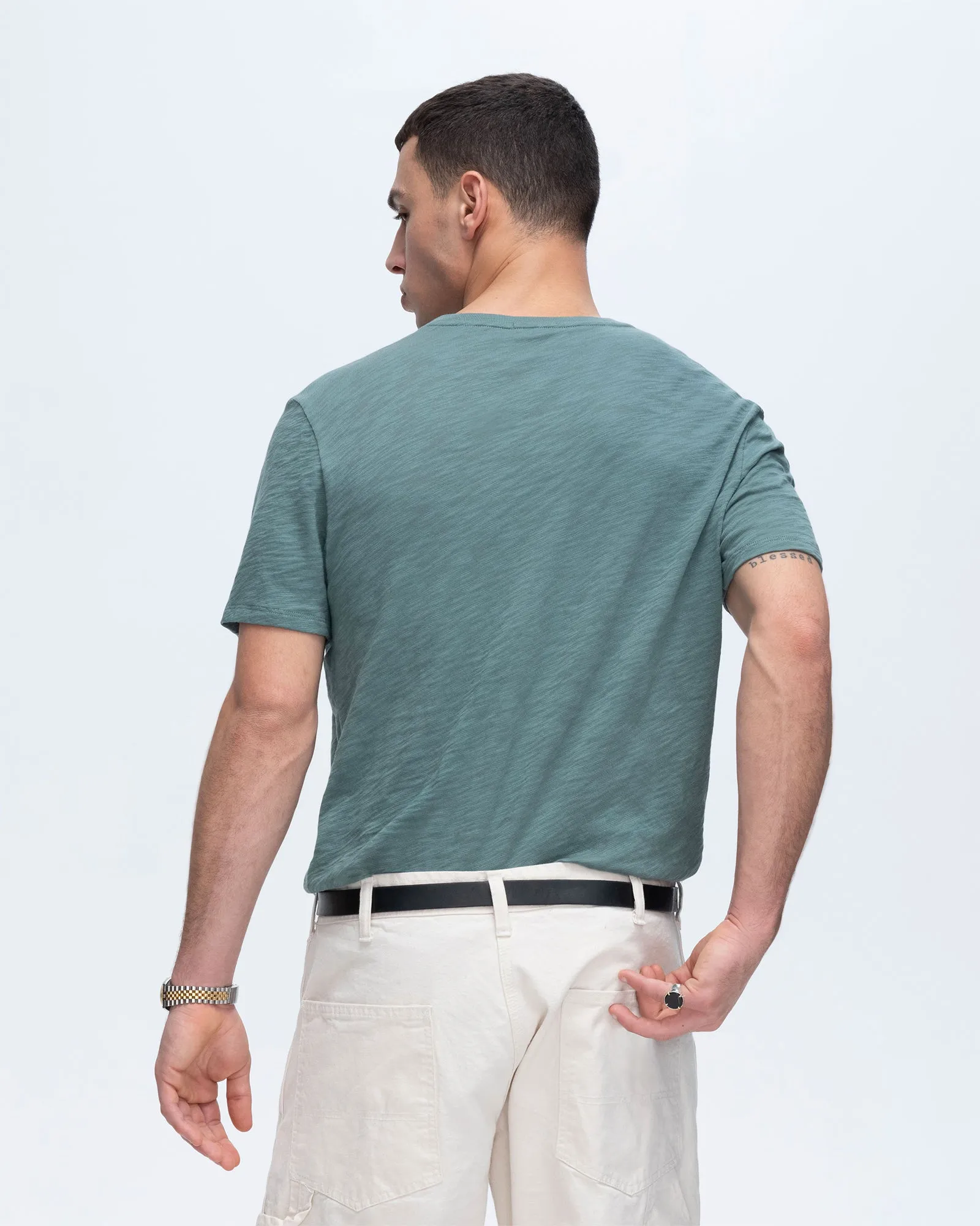 Slub Jersey Short Sleeve Crew Neck Tee - Spring Eucalyptus sold by ATM Anthony Thomas Melillo product image thumbnail 3