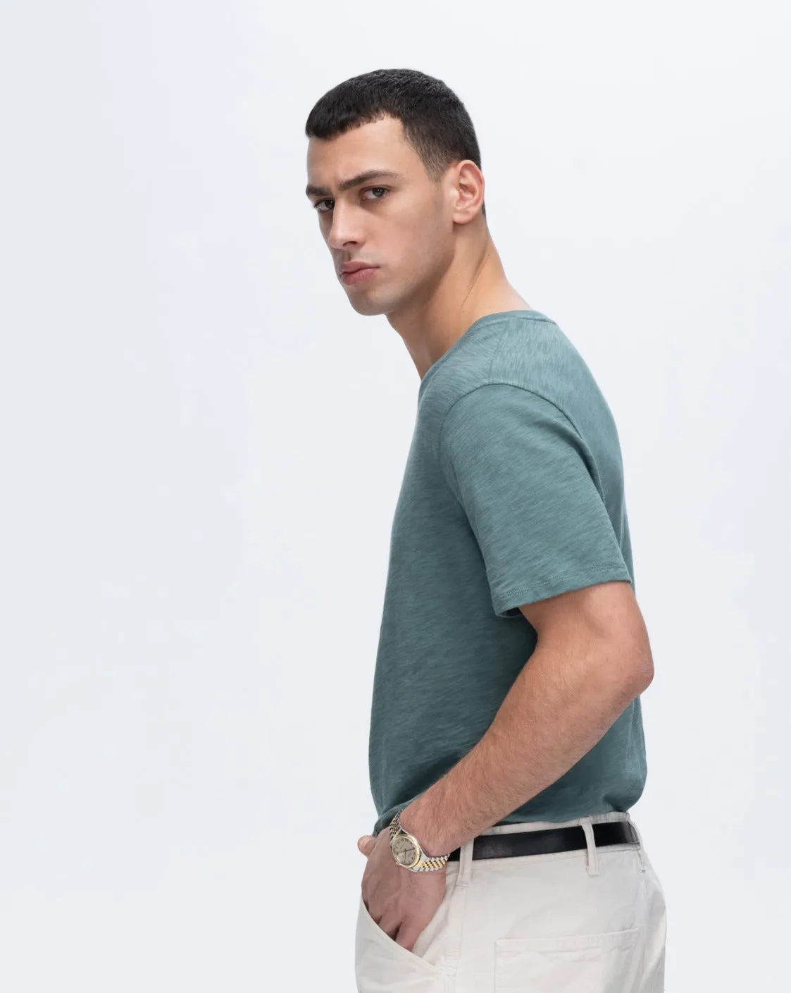 Slub Jersey Short Sleeve Crew Neck Tee - Spring Eucalyptus sold by ATM Anthony Thomas Melillo product image thumbnail 2
