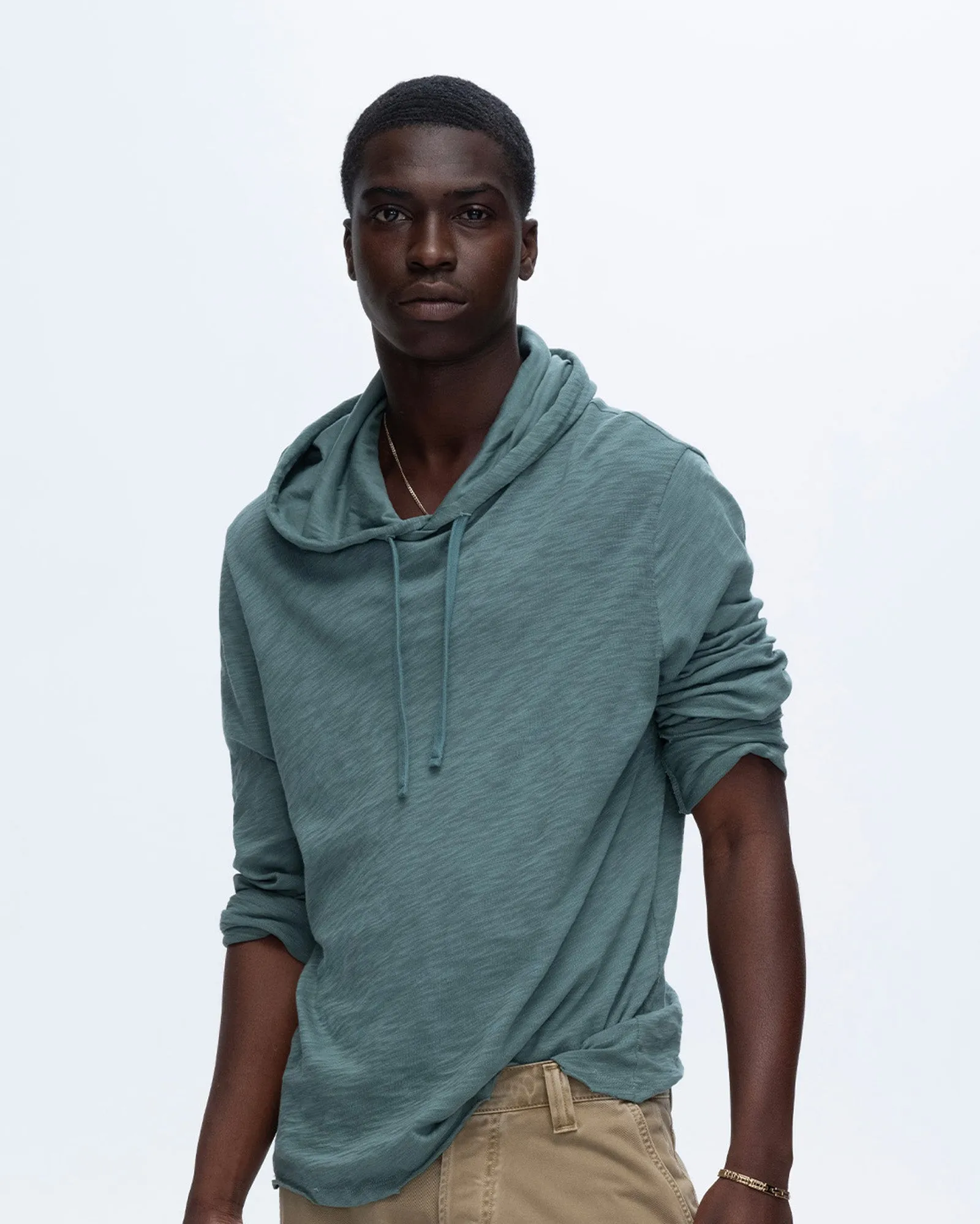 Slub Jersey Long Sleeve Destroyed Hoodie - Spring Eucalyptus sold by ATM Anthony Thomas Melillo product image thumbnail 4